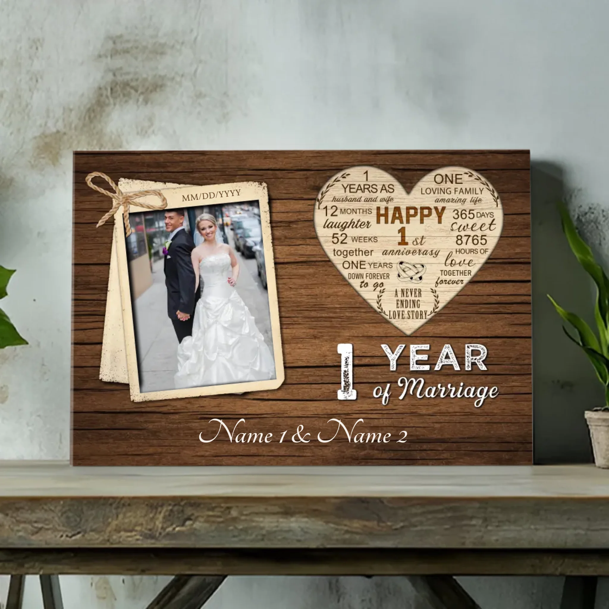 One Year of Love - Custom 1st Anniversary Canvas Art At 89Prints