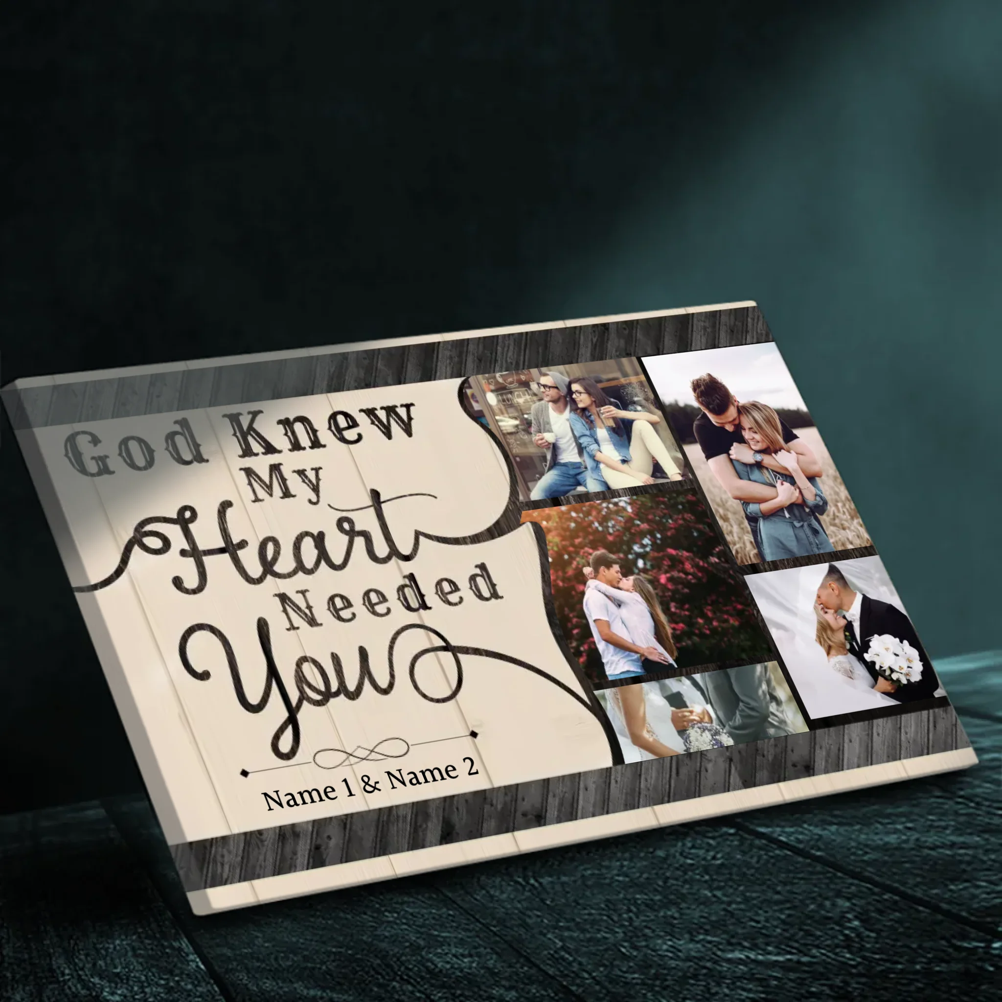 God Knew My Heart Needed You - Personalized Canvas for Couples