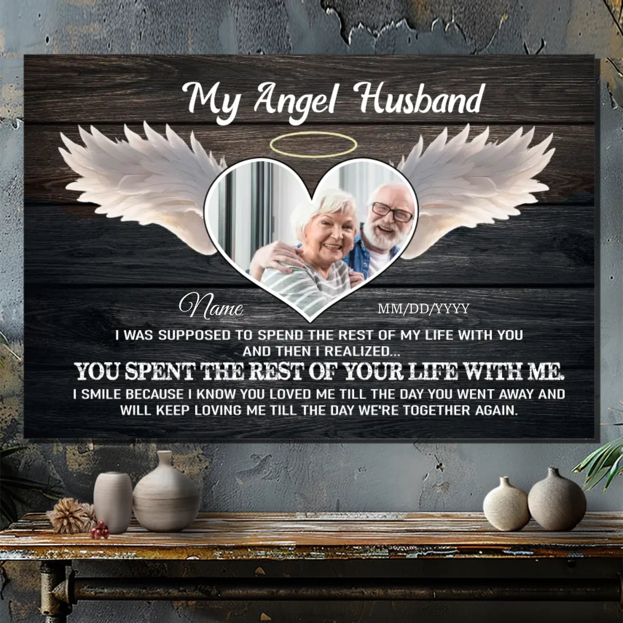 Personalized Canvas Tribute: My Angel Husband – A Custom Love Story