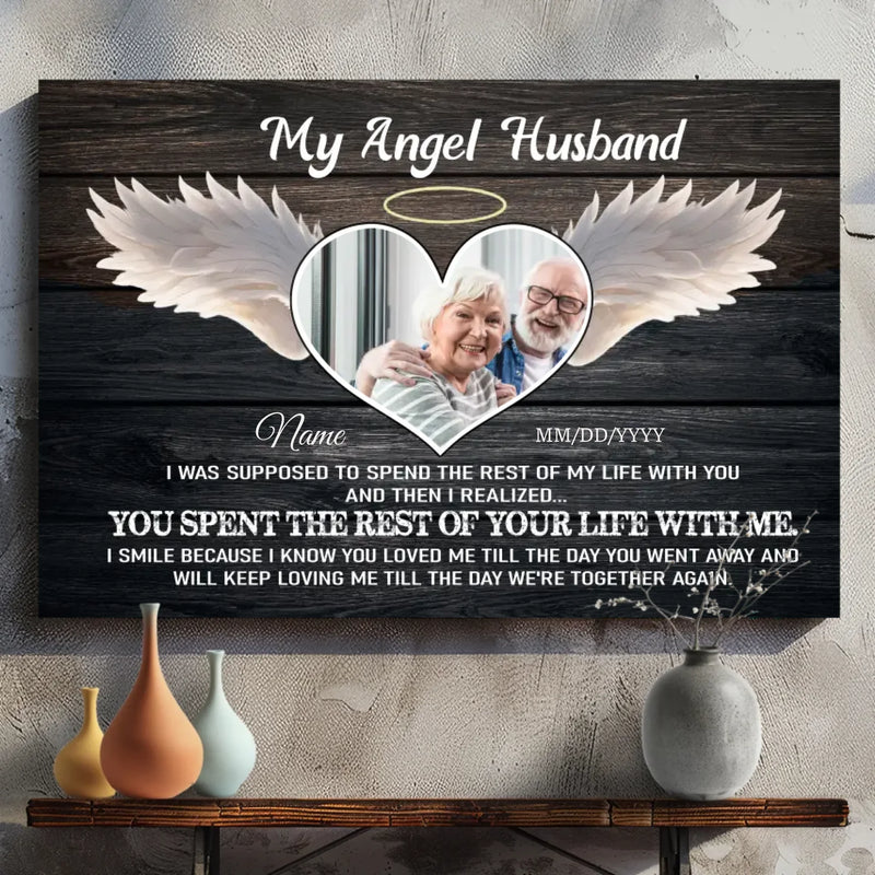 Personalized Canvas Tribute: My Angel Husband – A Custom Love Story