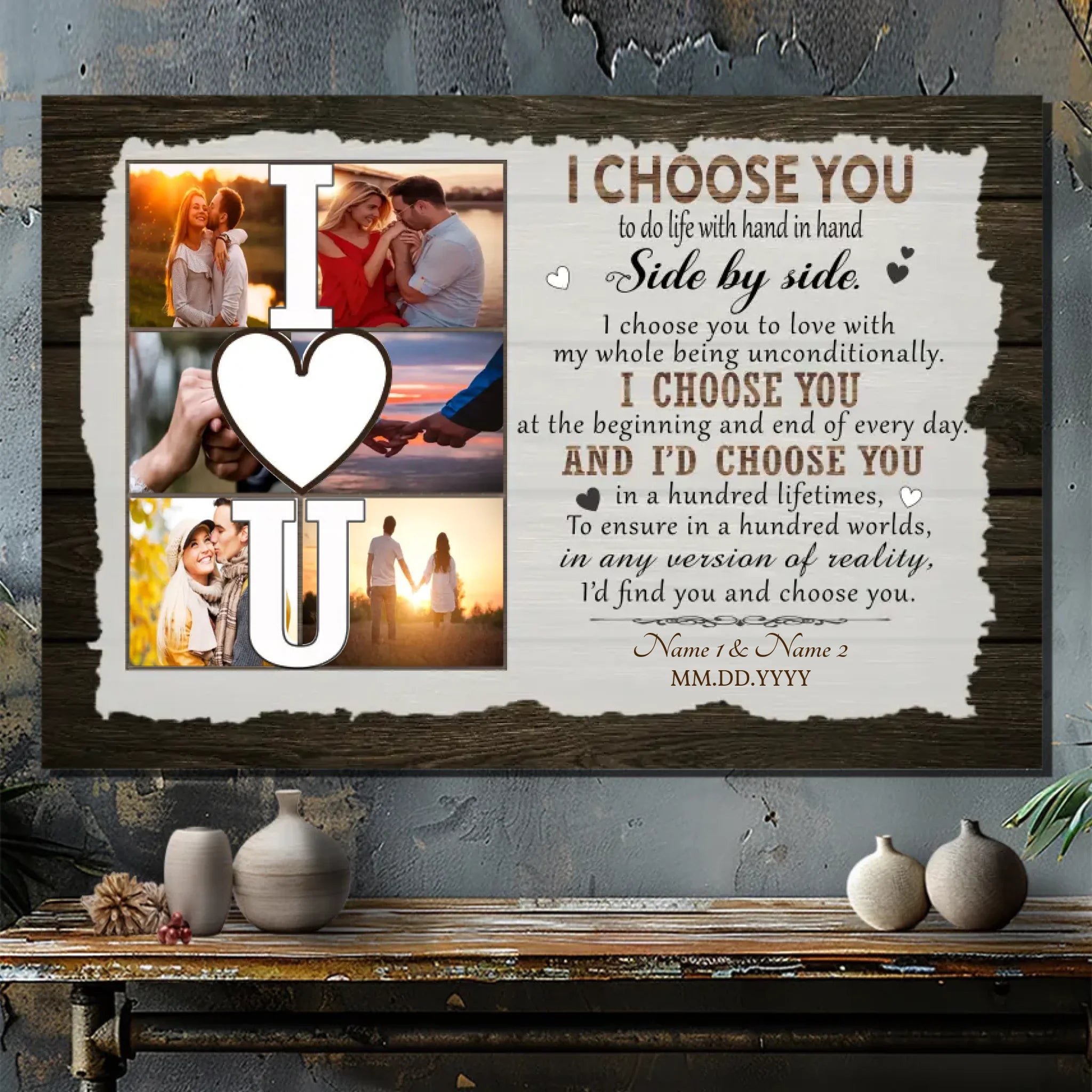 Customizable Romantic Canvas: A Timeless Tribute for Couples | 89Prints