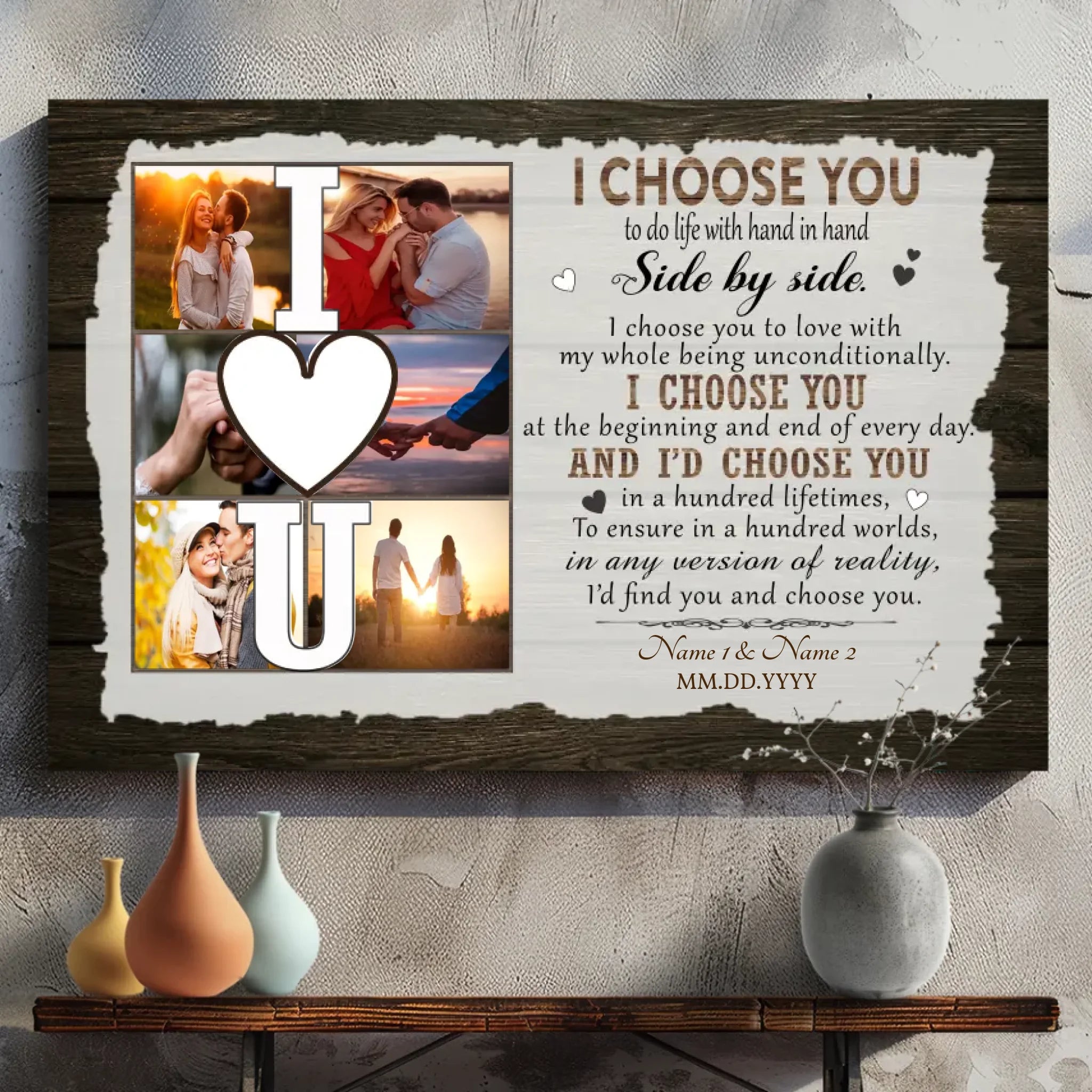 Customizable Romantic Canvas: A Timeless Tribute for Couples | 89Prints