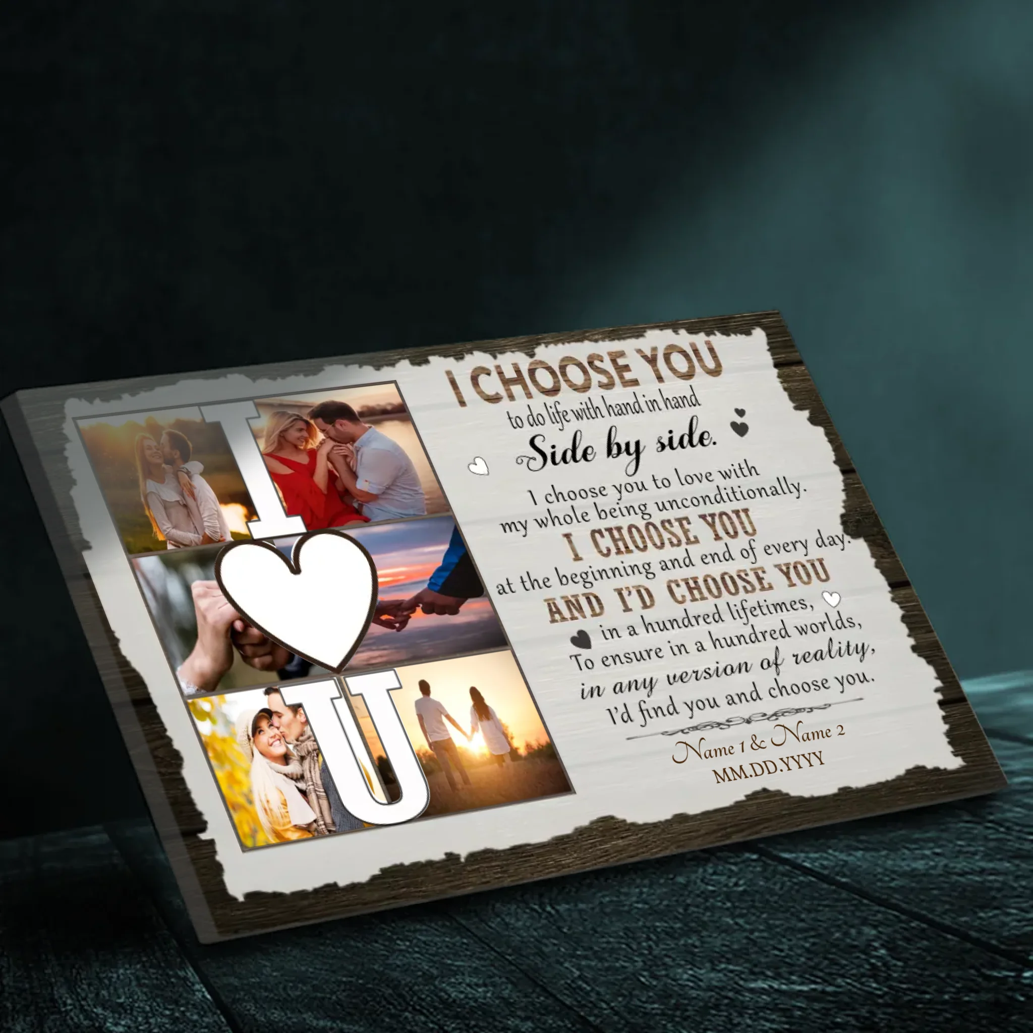 Customizable Romantic Canvas: A Timeless Tribute for Couples | 89Prints