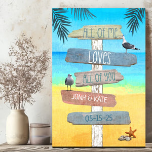 All of Me Loves All of You - Personalized Canvas Art for Couples | 89Prints