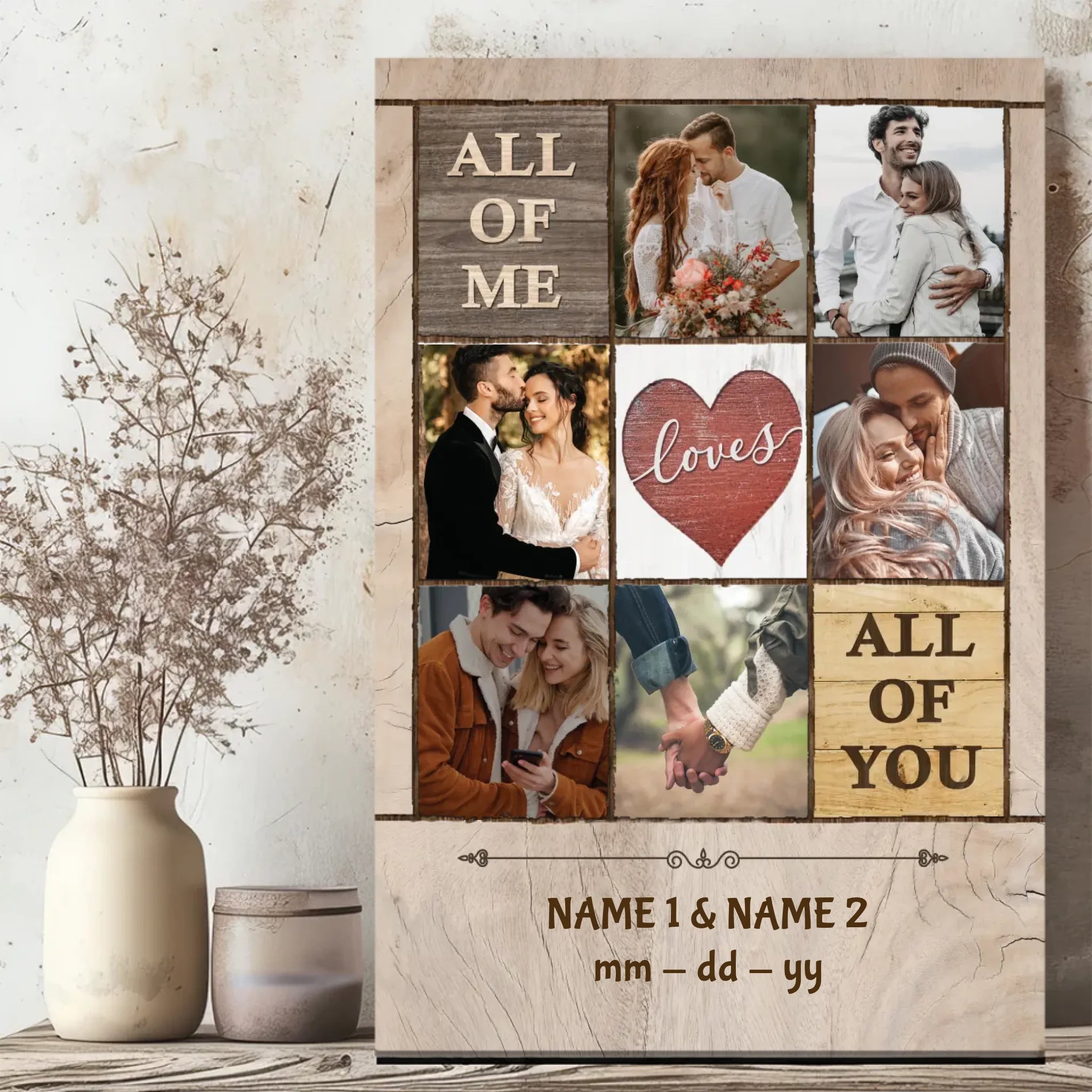 Custom Canvas for Couples – ‘All of Me Loves All of You’ Personalized Artwork