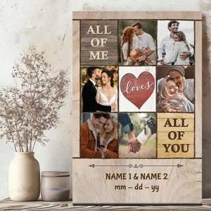 Custom Canvas for Couples – ‘All of Me Loves All of You’ Personalized Artwork