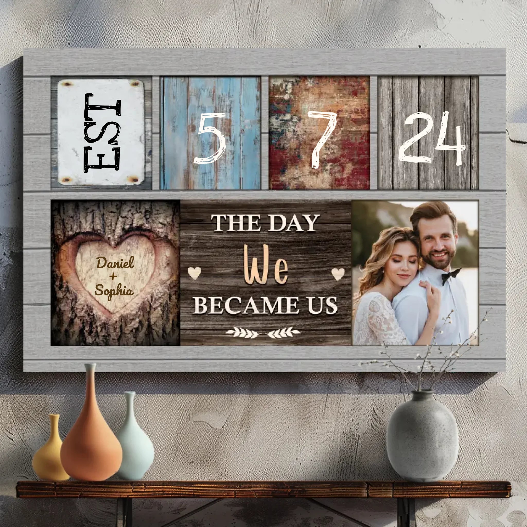 Custom Couple Canvas - Personalized Wedding Date & Photo Gift | 89Prints
