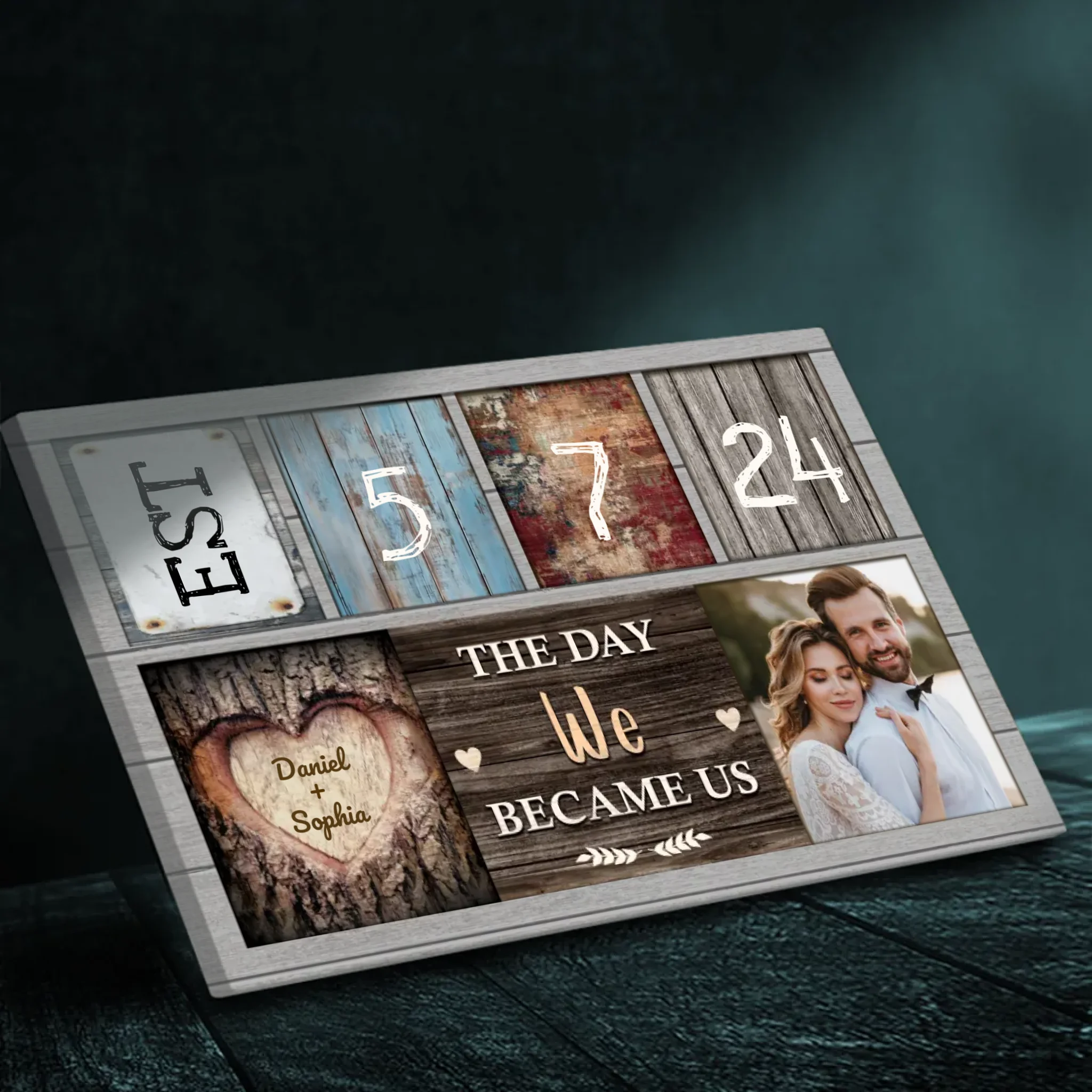 Custom Couple Canvas - Personalized Wedding Date & Photo Gift | 89Prints