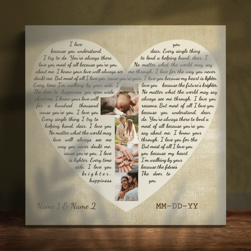 Personalized 1st Anniversary Love Heart Canvas - Gift for Couples | 89Prints