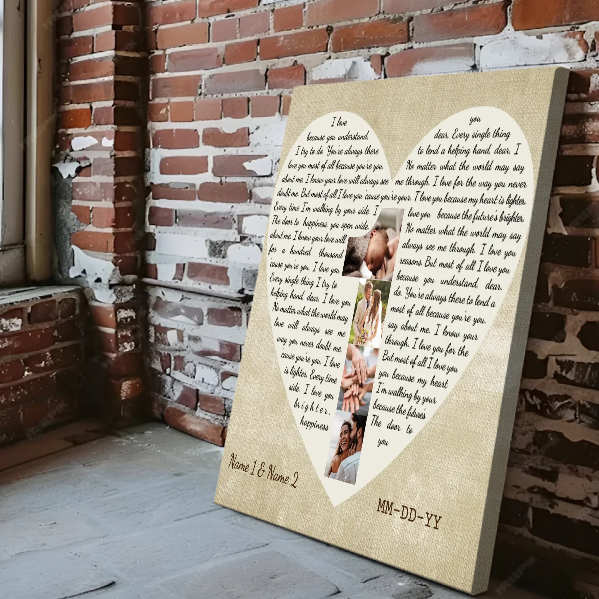 Personalized 1st Anniversary Love Heart Canvas - Gift for Couples | 89Prints