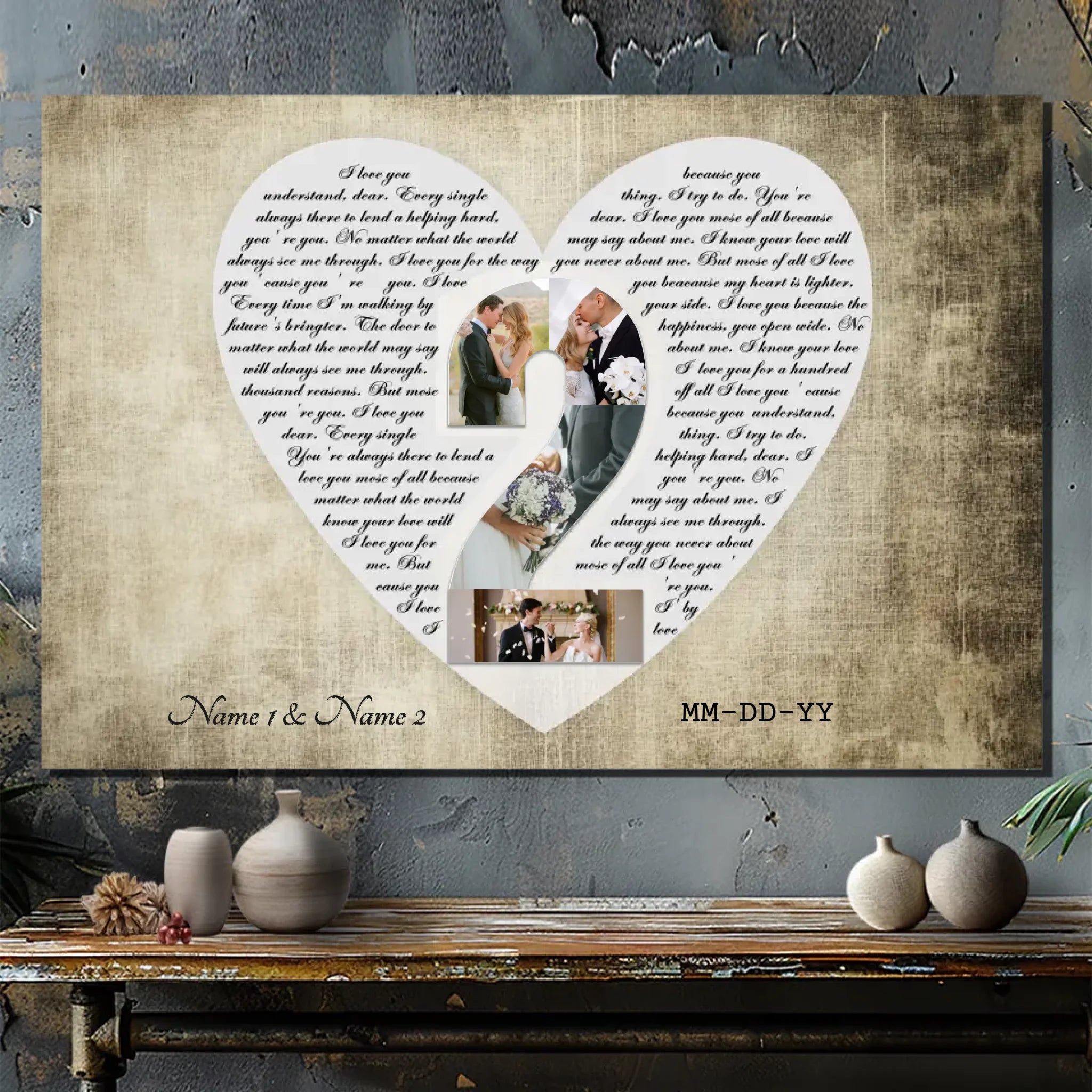 2 Years Together - Love Letter Canvas - Personalized Couple's Keepsake