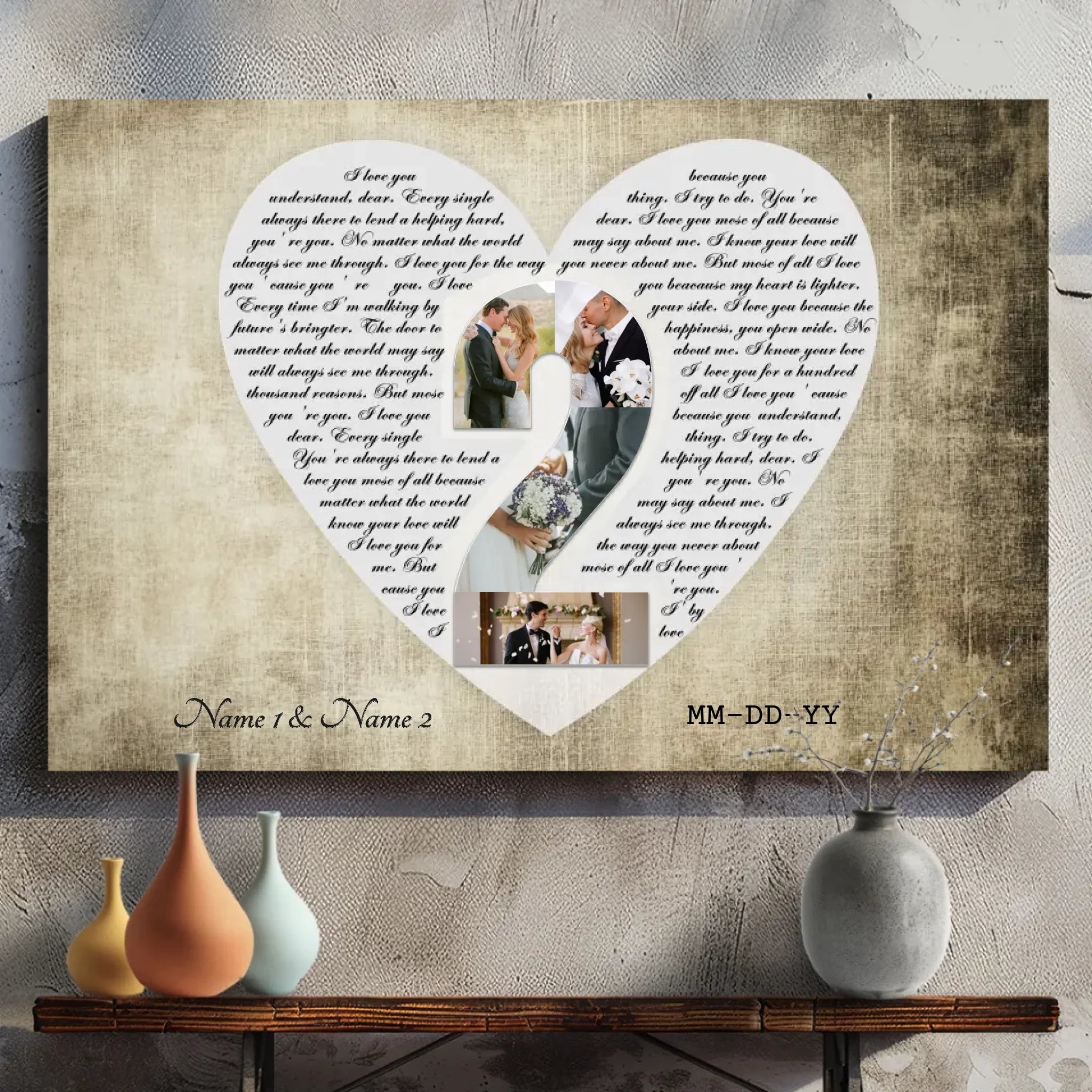 2 Years Together - Love Letter Canvas - Personalized Couple's Keepsake