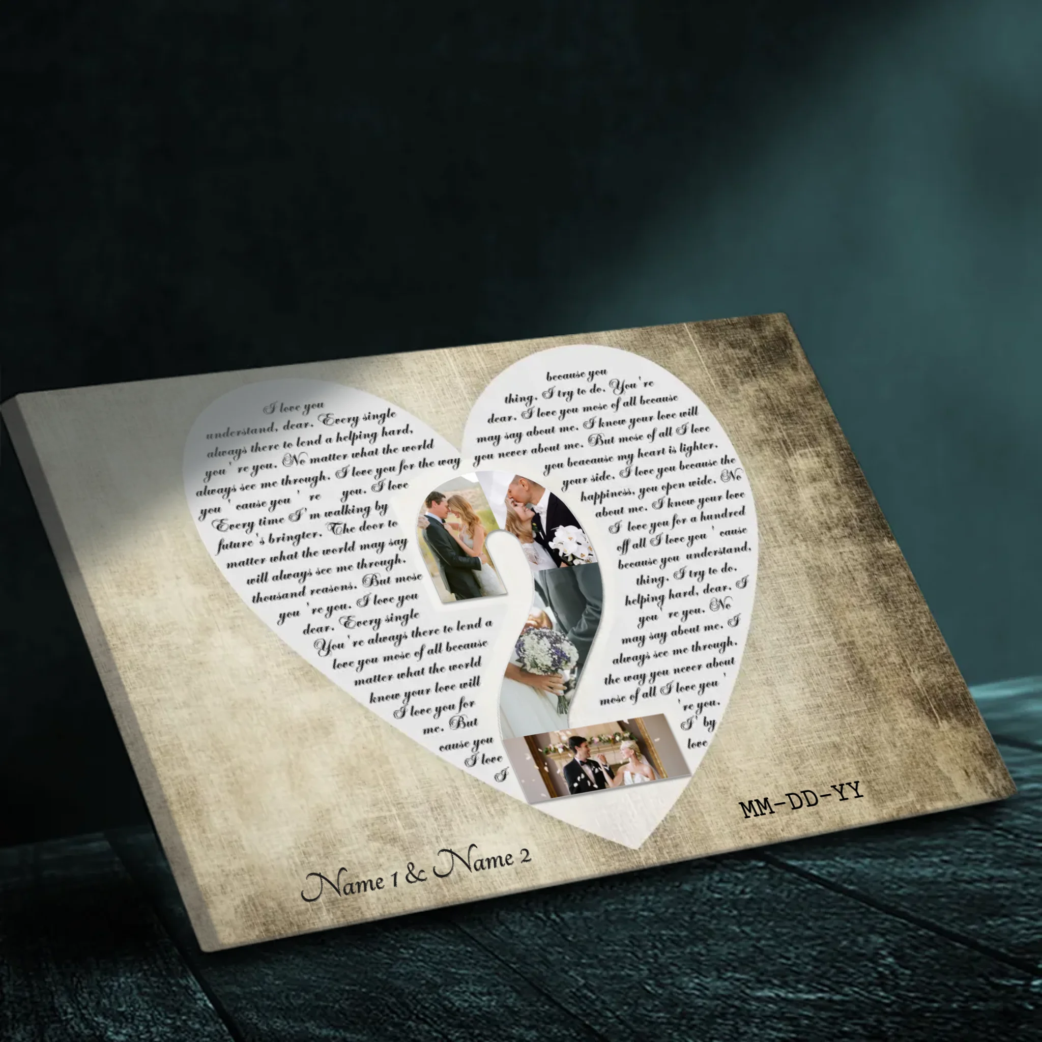 2 Years Together - Love Letter Canvas - Personalized Couple's Keepsake