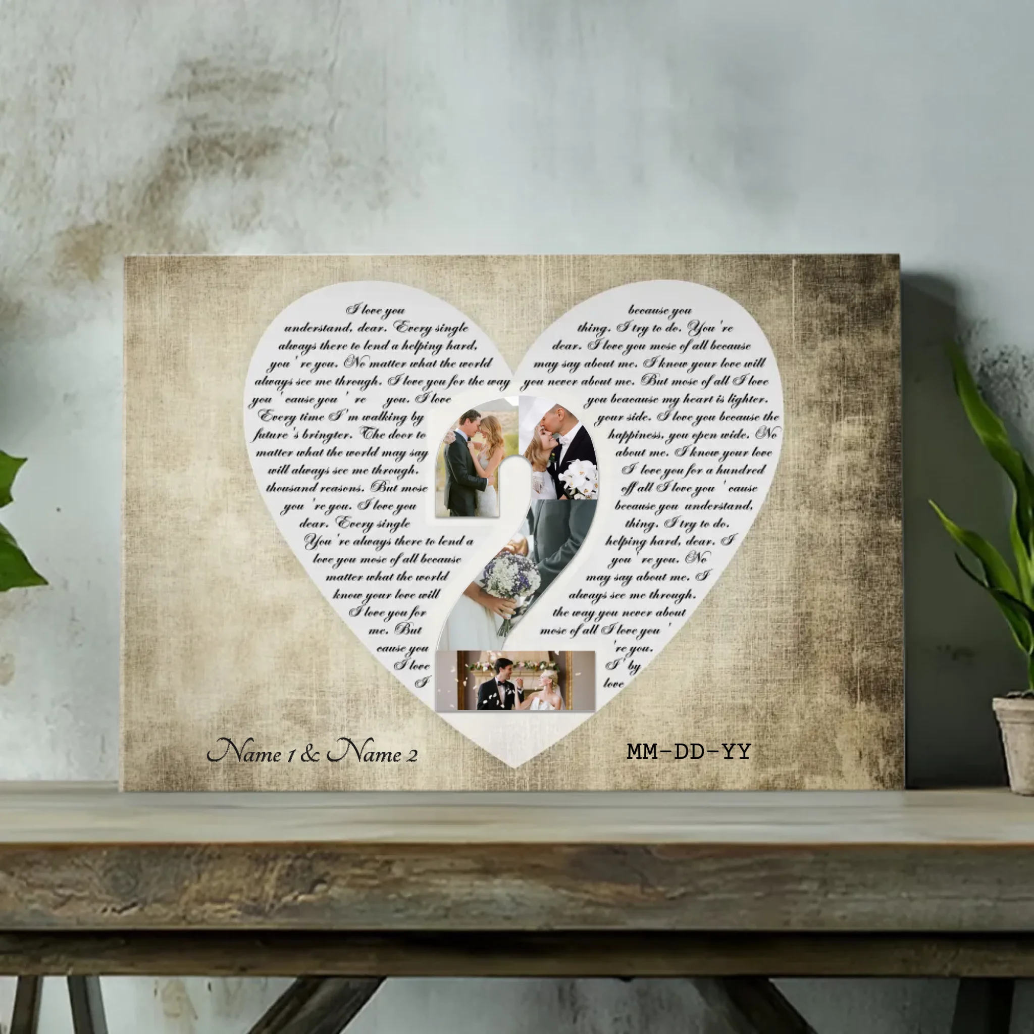 2 Years Together - Love Letter Canvas - Personalized Couple's Keepsake