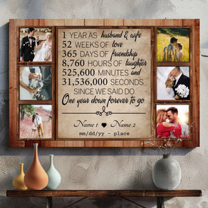 Personalized 1st Anniversary Canvas - Custom Photo & Name Art for Couples