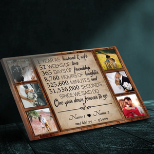 Personalized 1st Anniversary Canvas - Custom Photo & Name Art for Couples