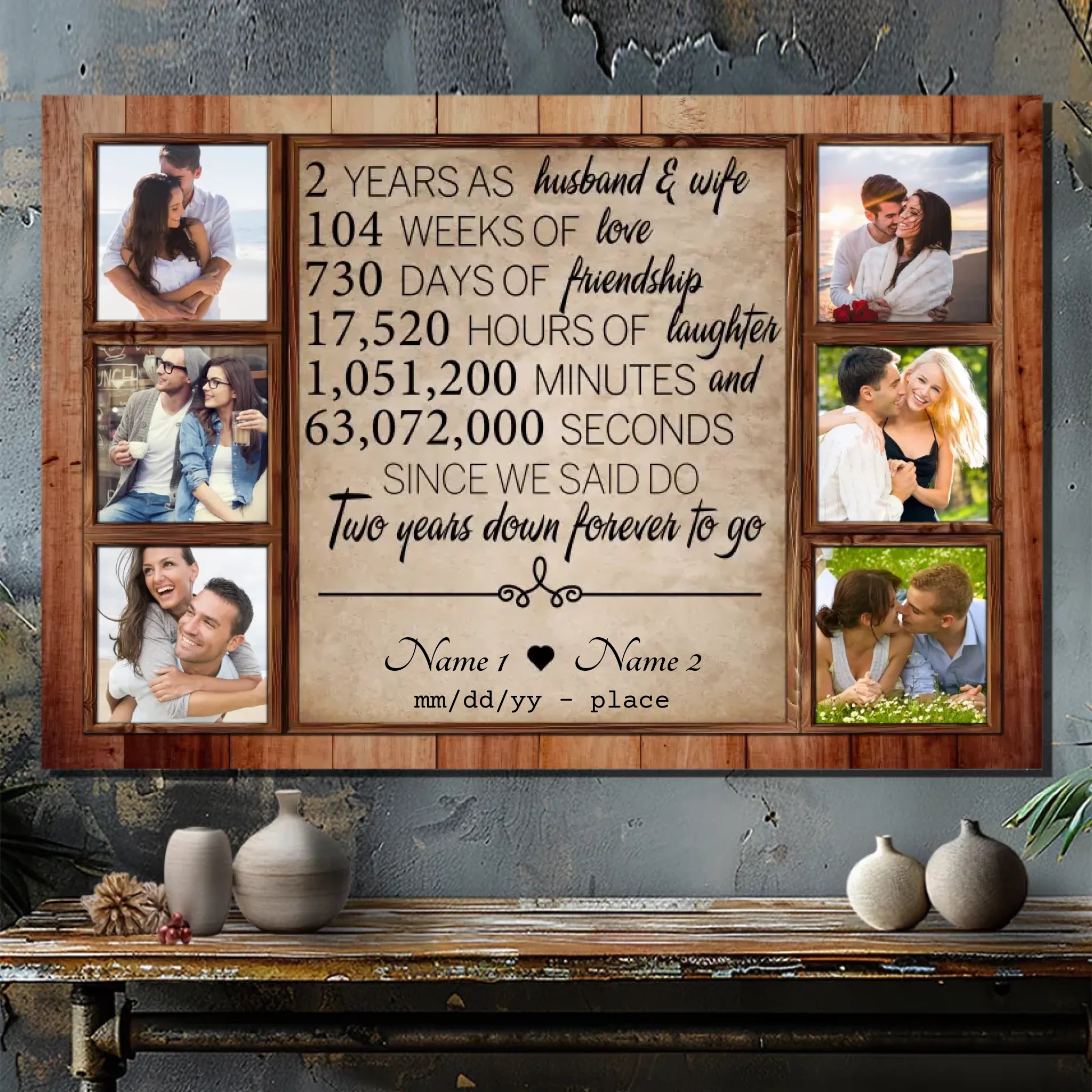 Personalized 2nd Anniversary Canvas - Custom Photo & Name | 89Prints