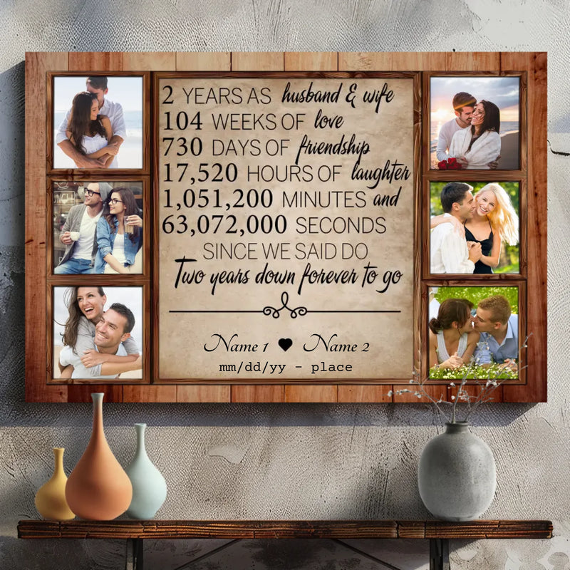 Personalized 2nd Anniversary Canvas - Custom Photo & Name | 89Prints