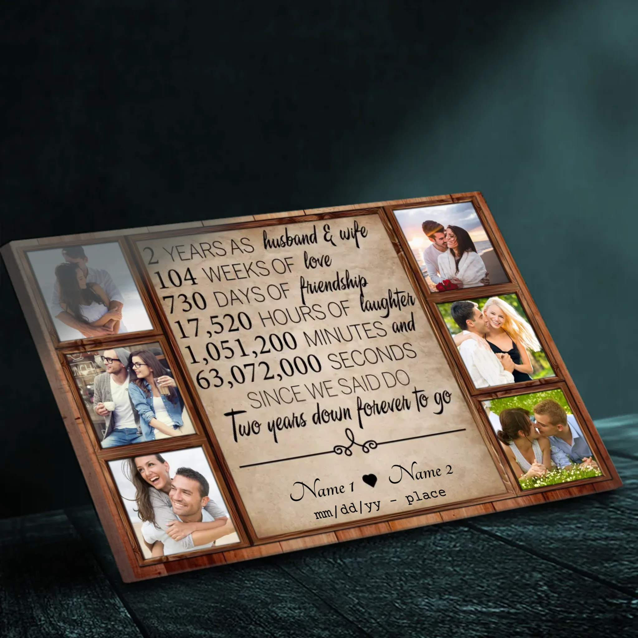 Personalized 2nd Anniversary Canvas - Custom Photo & Name | 89Prints