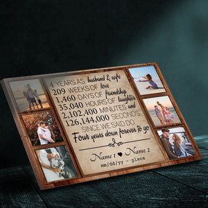 Custom 4th Anniversary Canvas - Personalize with 6 Photos and Names