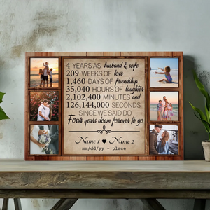 Custom 4th Anniversary Canvas - Personalize with 6 Photos and Names
