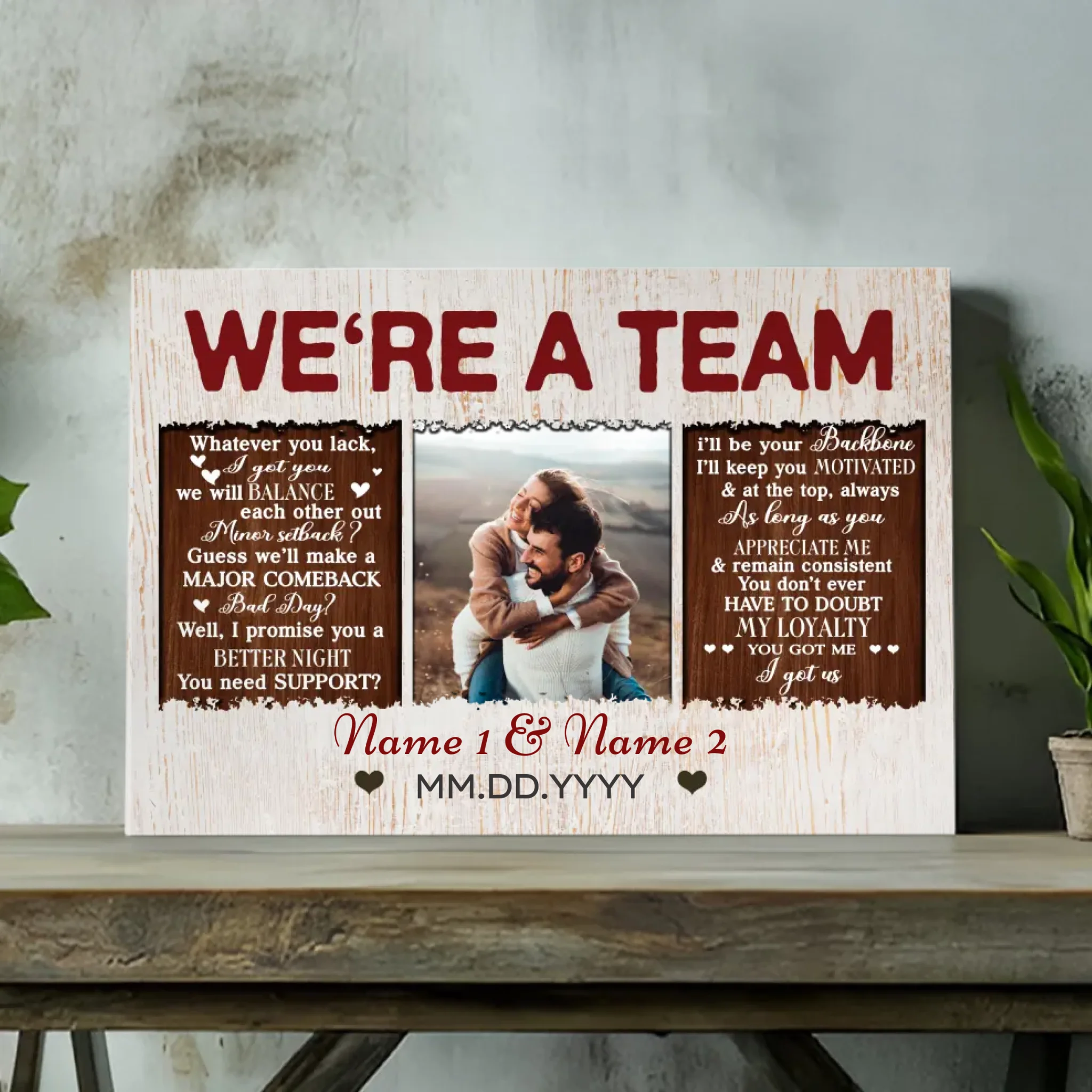 Customizable Wedding Canvas – We’re a Team, Always and Forever | 89Prints