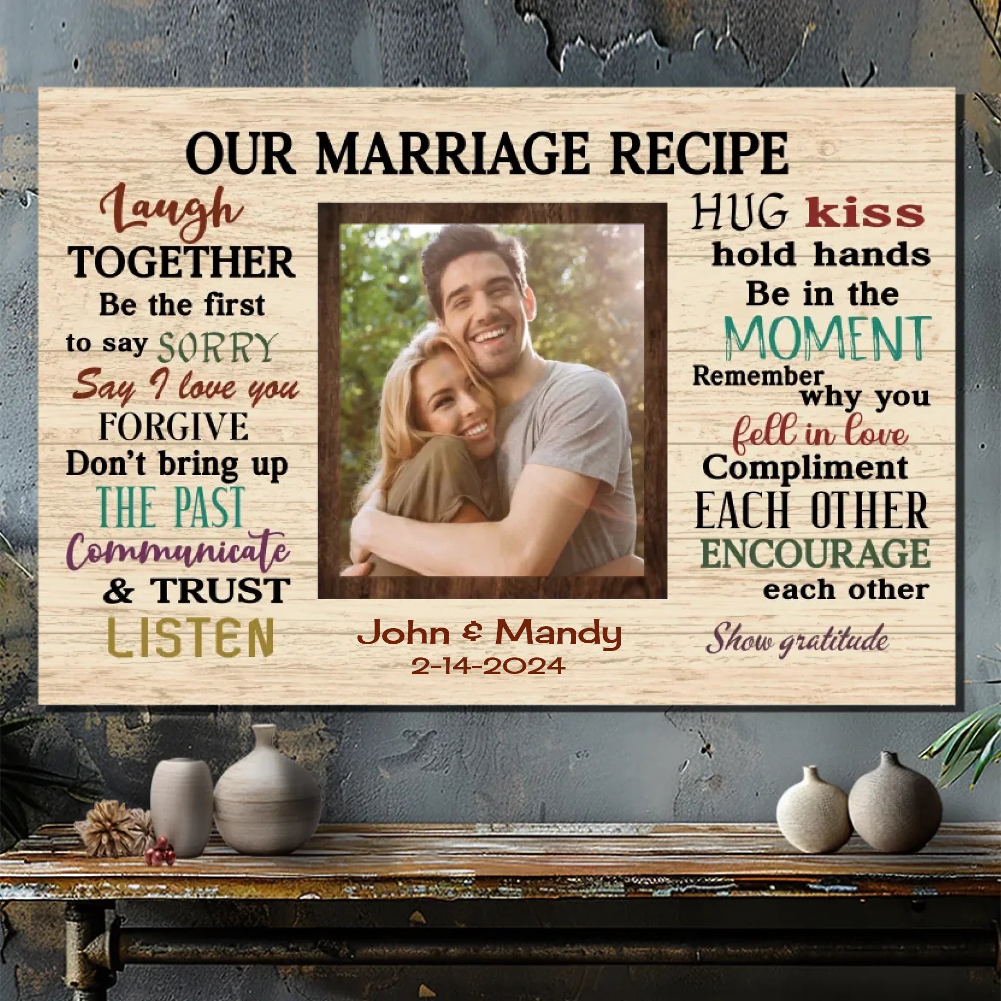 Customizable Wedding Canvas – Our Marriage Recipe for a Lasting Love | 89Prints