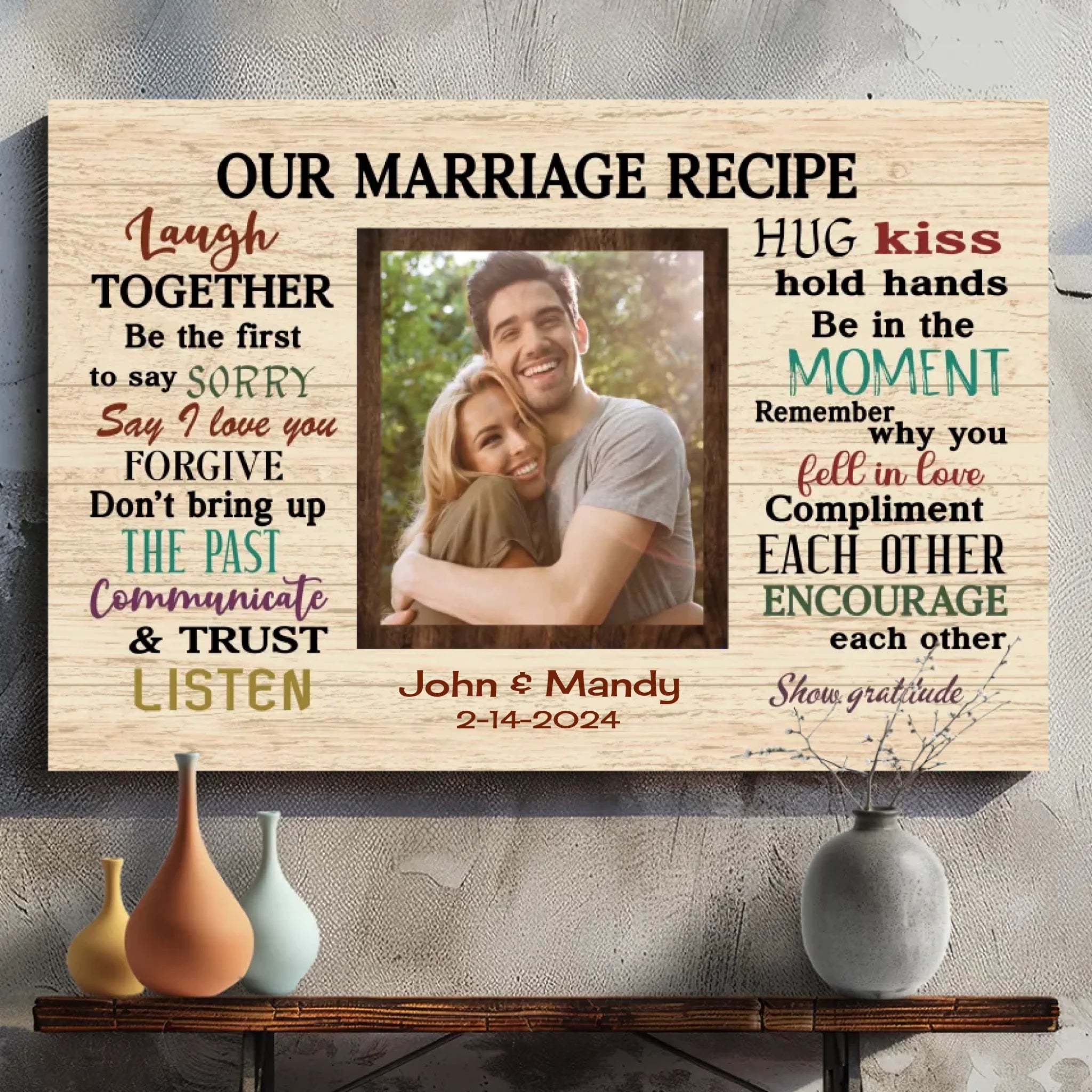 Customizable Wedding Canvas – Our Marriage Recipe for a Lasting Love | 89Prints