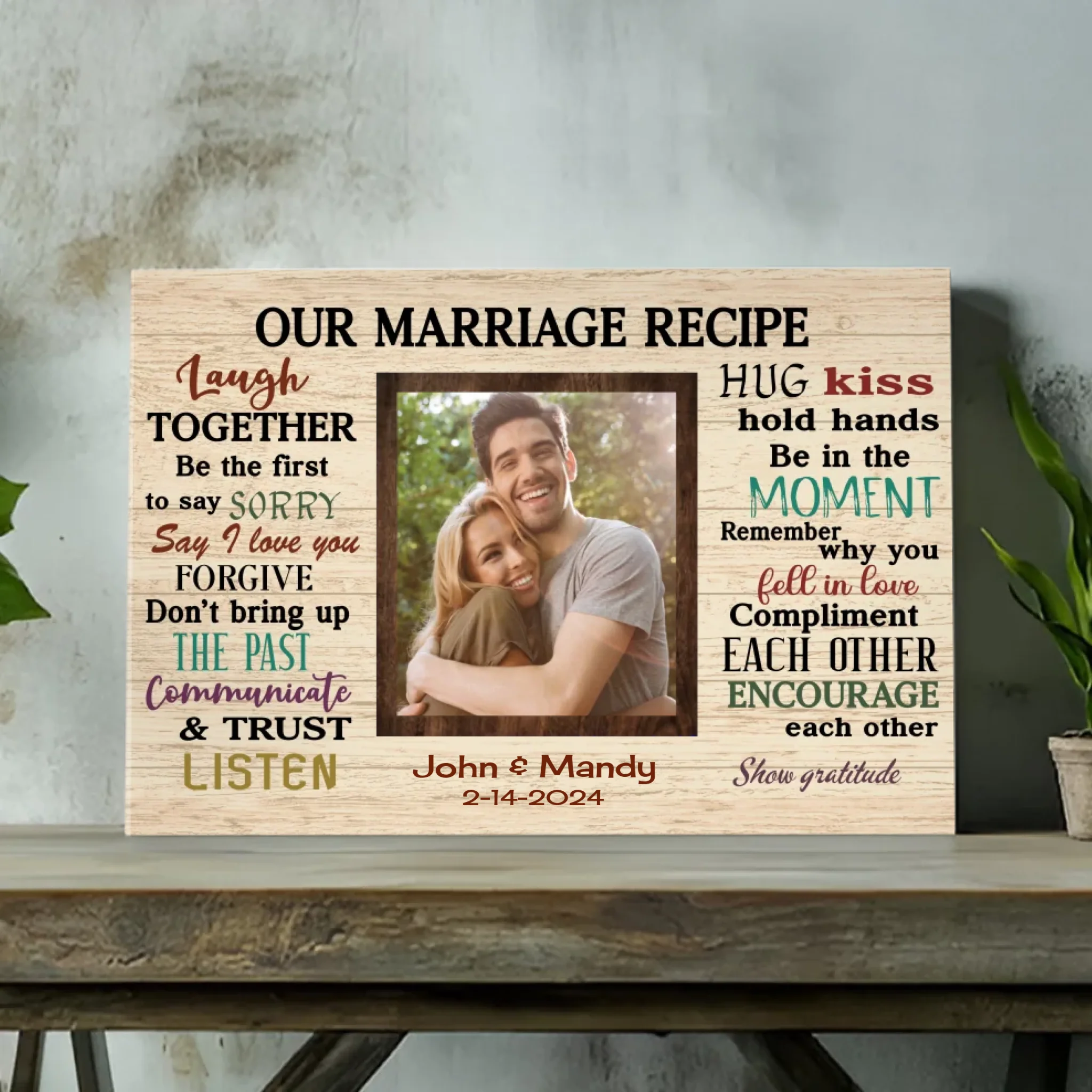 Customizable Wedding Canvas – Our Marriage Recipe for a Lasting Love | 89Prints