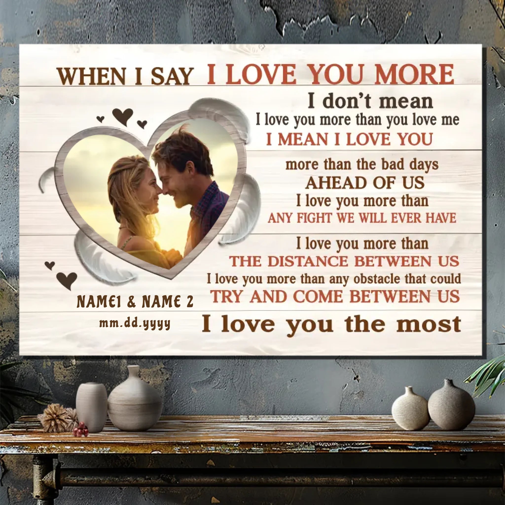 Customizable Wedding Canvas – I Love You More, Always and Forever – 89Prints