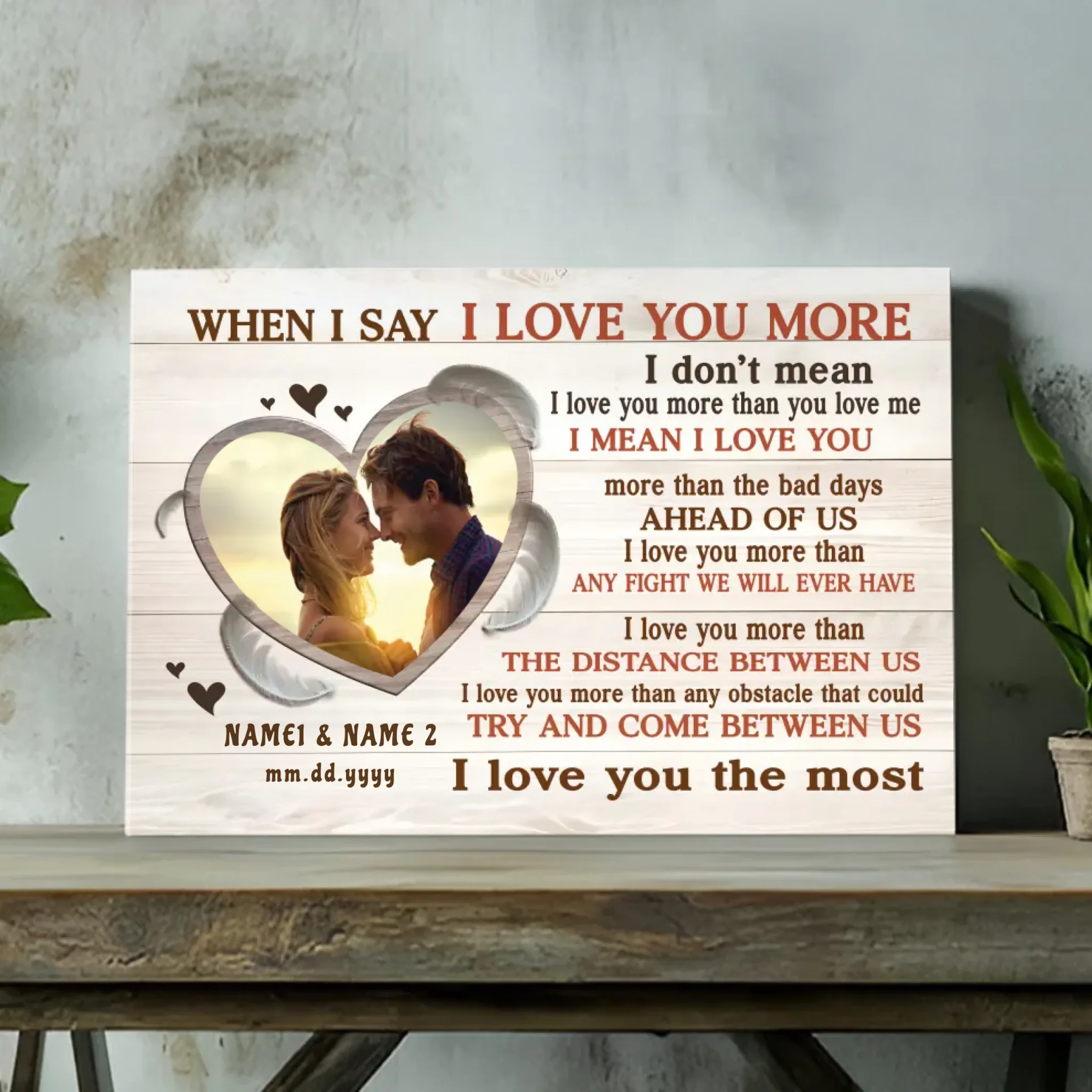 Customizable Wedding Canvas – I Love You More, Always and Forever – 89Prints