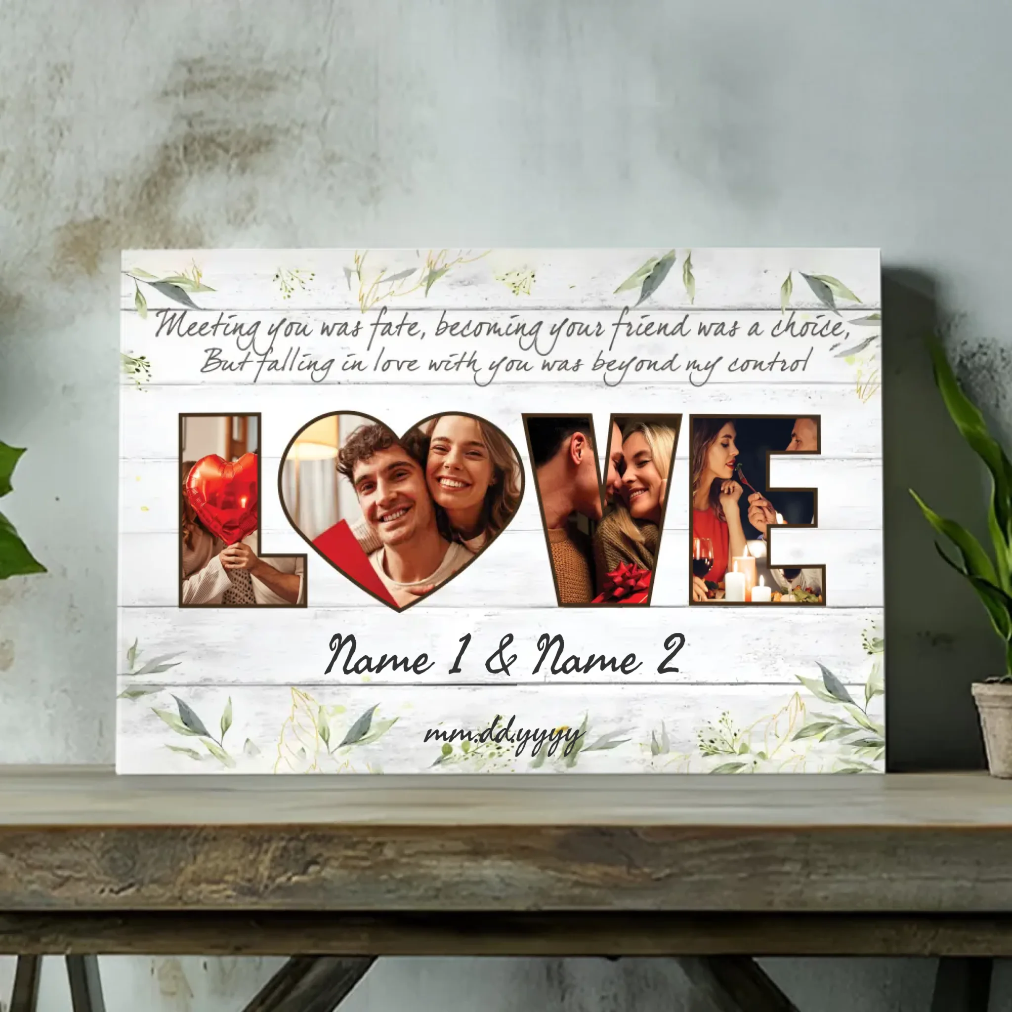 Personalized Wedding Canvas – Falling in Love Was Destiny – 89Prints