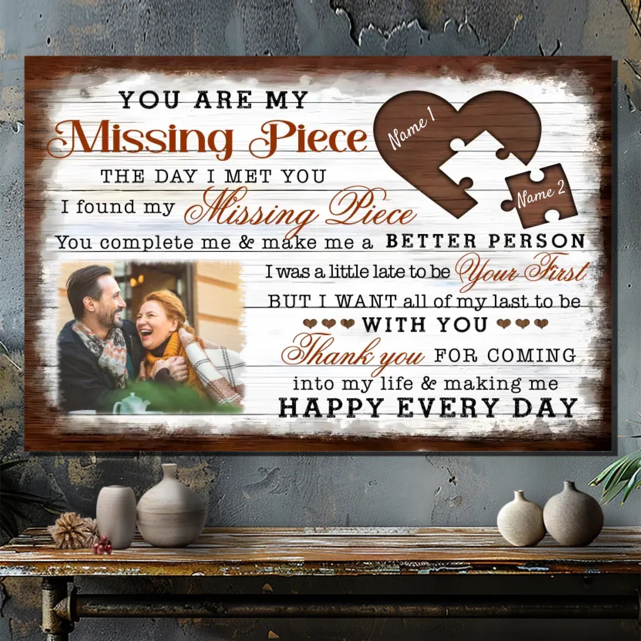 You Are My Missing Piece - Personalized Wedding Canvas by 89Prints