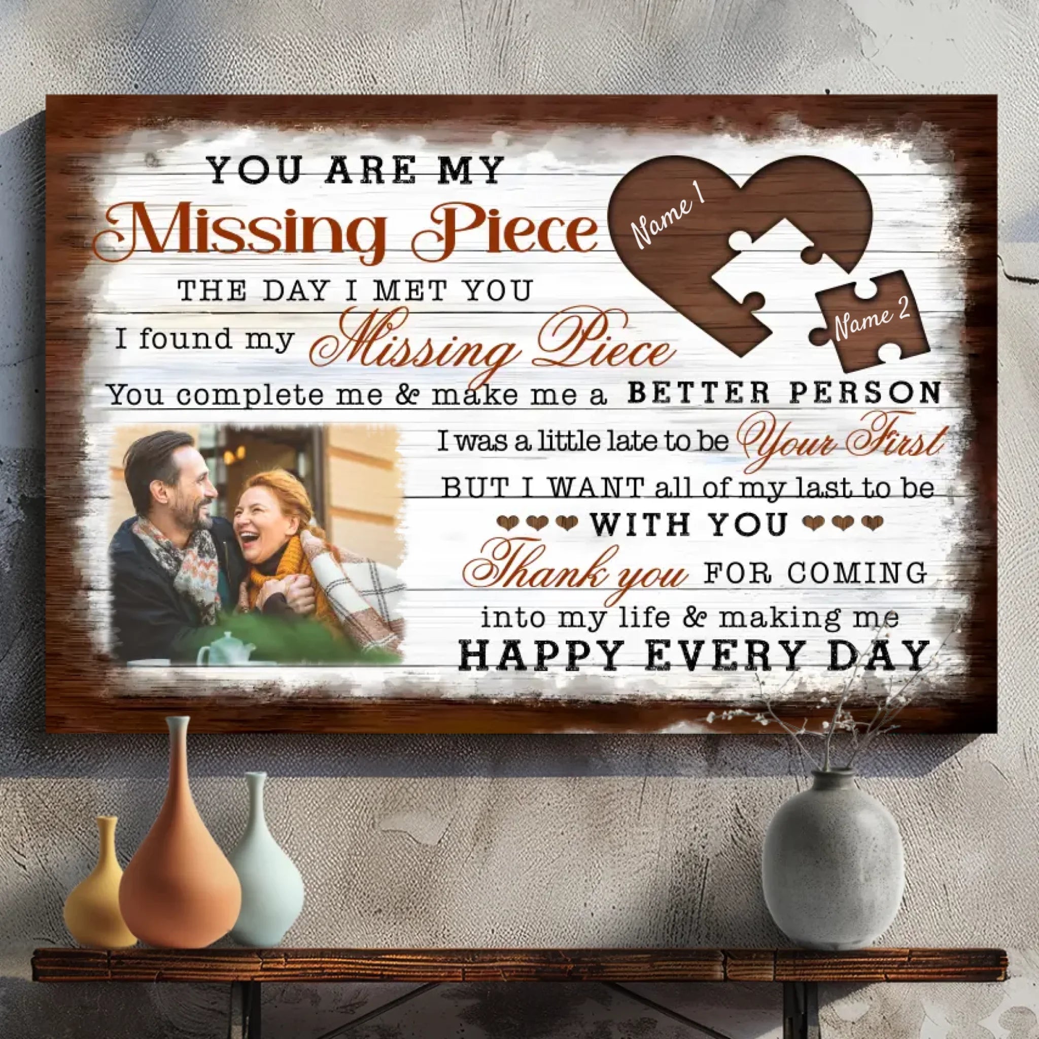 You Are My Missing Piece - Personalized Wedding Canvas by 89Prints