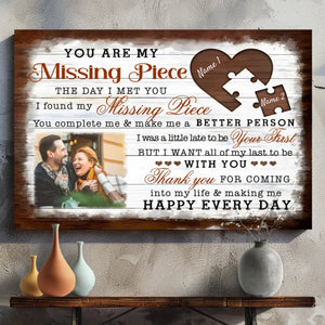 You Are My Missing Piece - Personalized Wedding Canvas by 89Prints