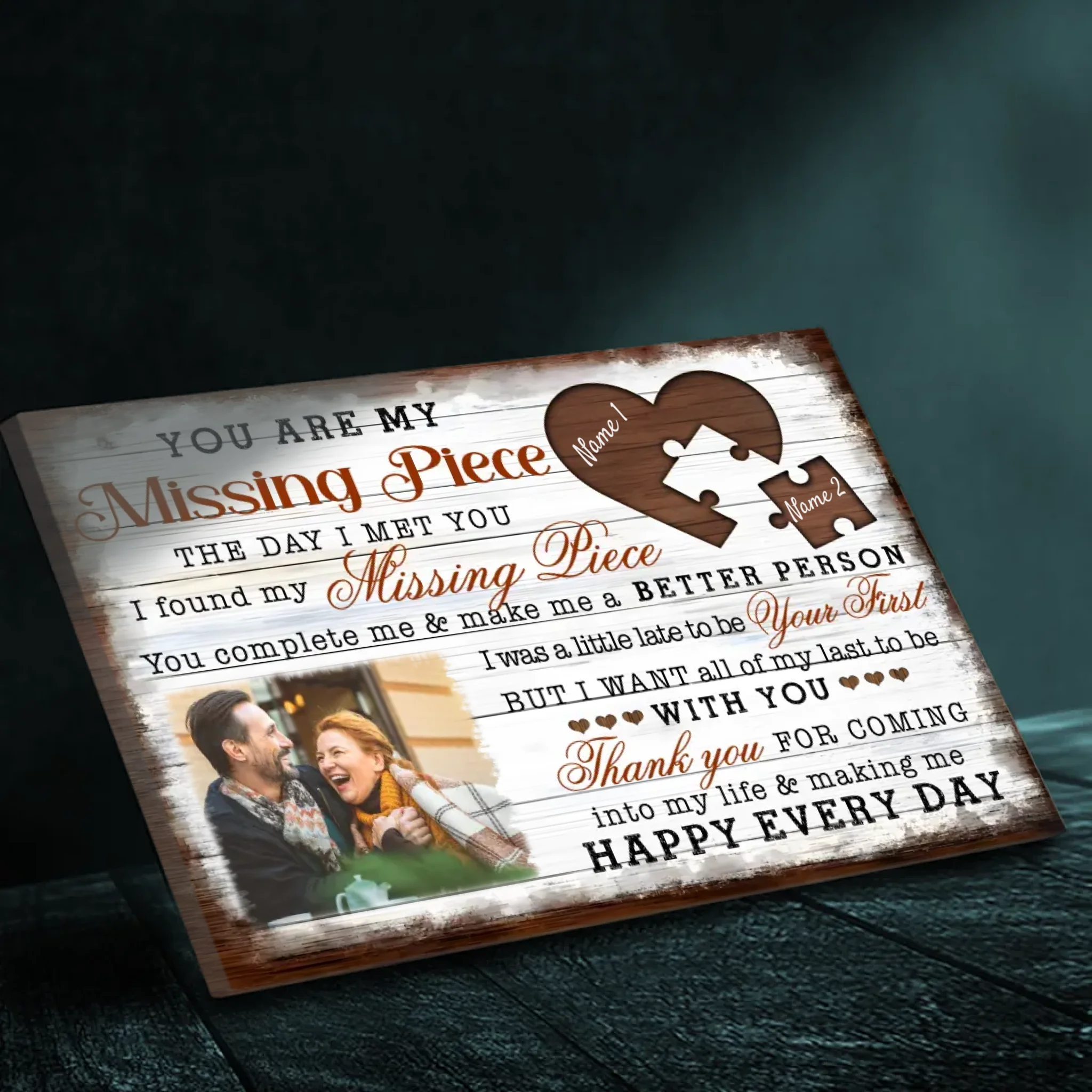 You Are My Missing Piece - Personalized Wedding Canvas by 89Prints