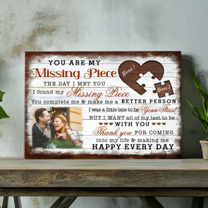 You Are My Missing Piece - Personalized Wedding Canvas by 89Prints