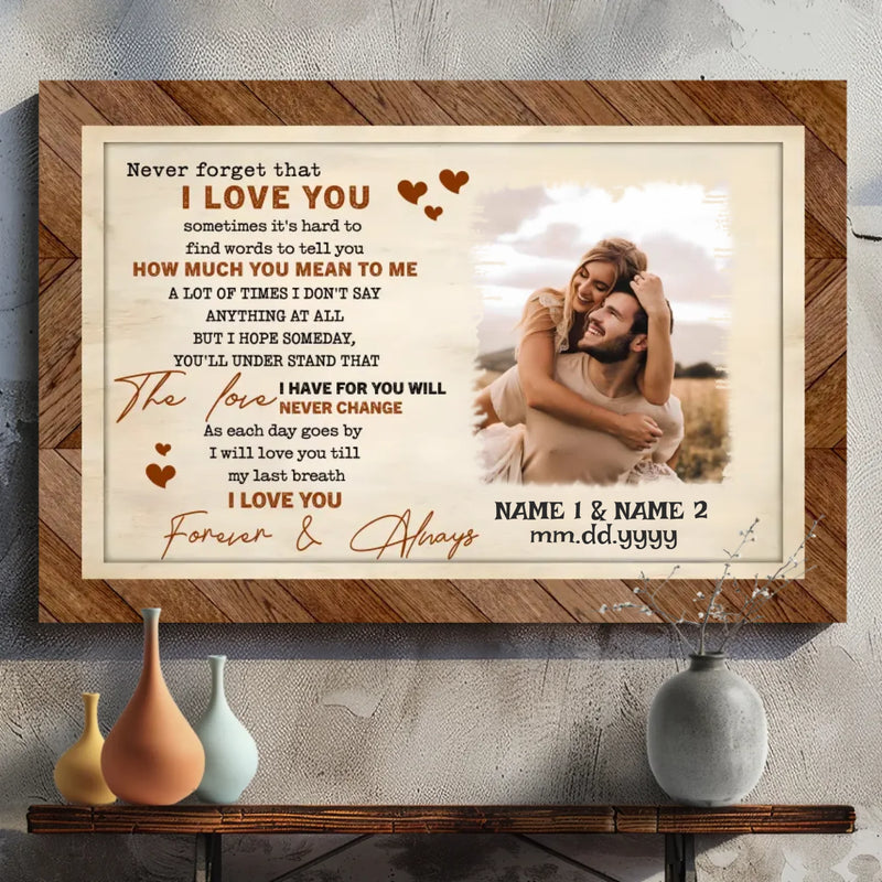 Never Forget That I Love You – Customizable Wedding Canvas 89Prints