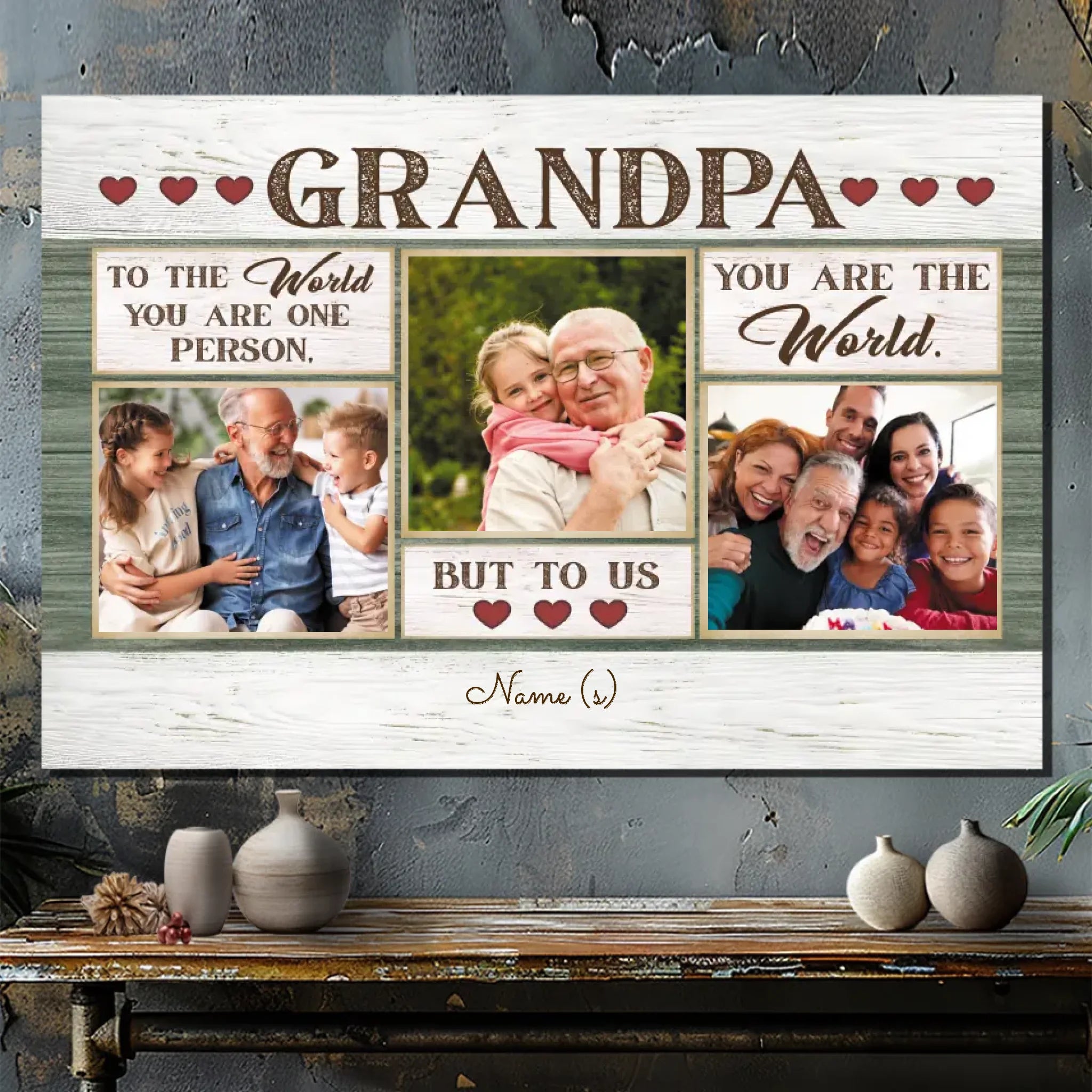 To Us, You Are the World - Personalized Canvas for Grandpa | 89Prints