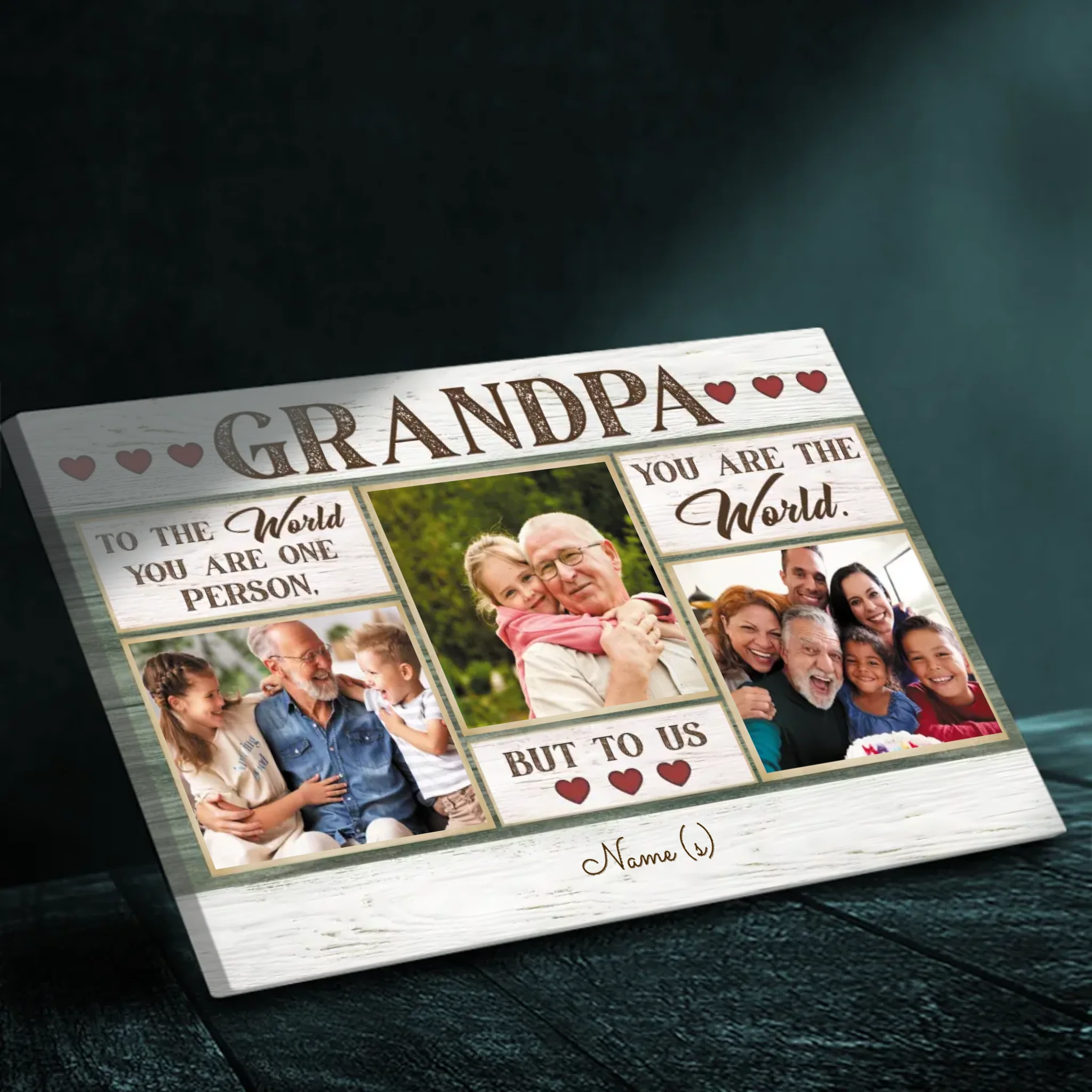 To Us, You Are the World - Personalized Canvas for Grandpa | 89Prints