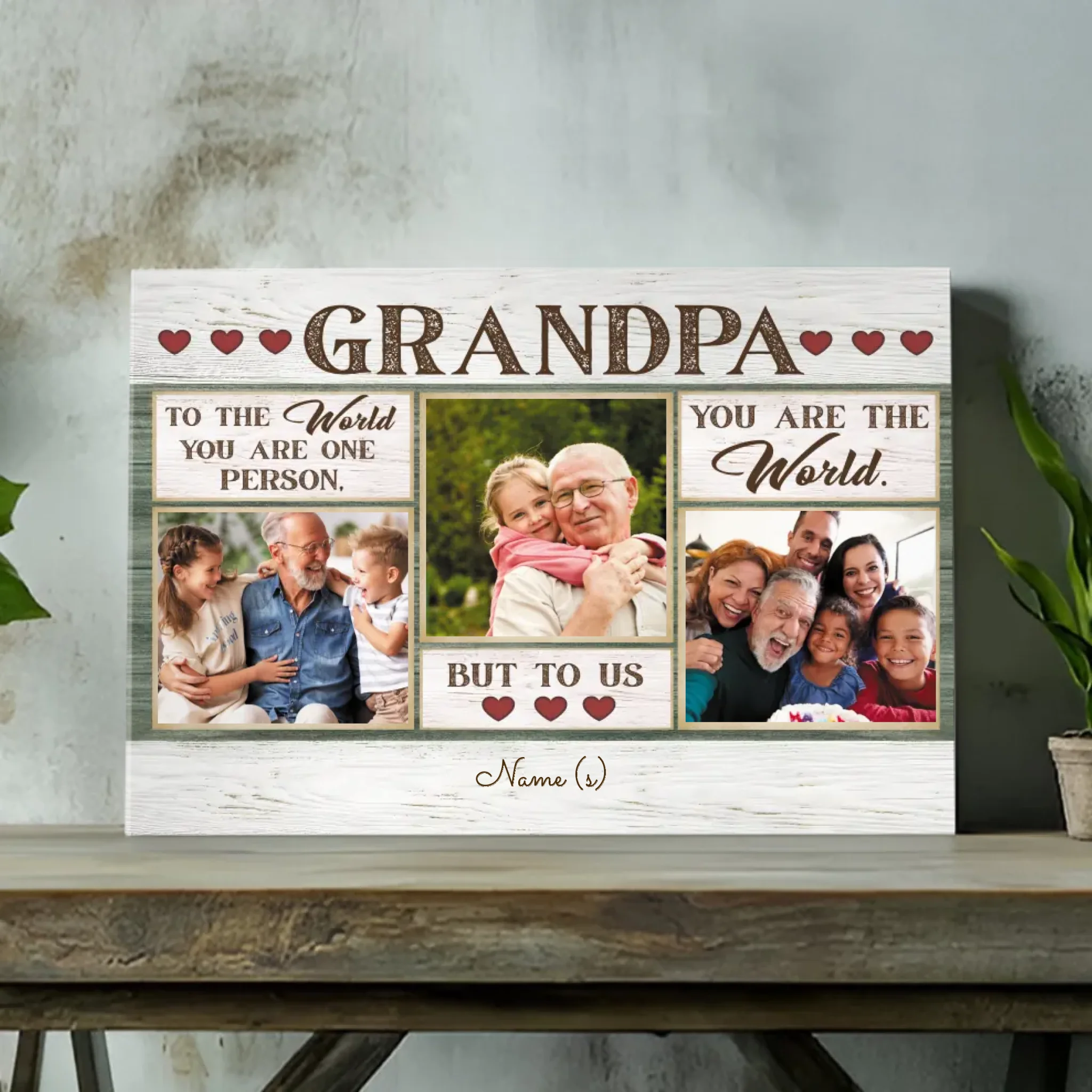 To Us, You Are the World - Personalized Canvas for Grandpa | 89Prints
