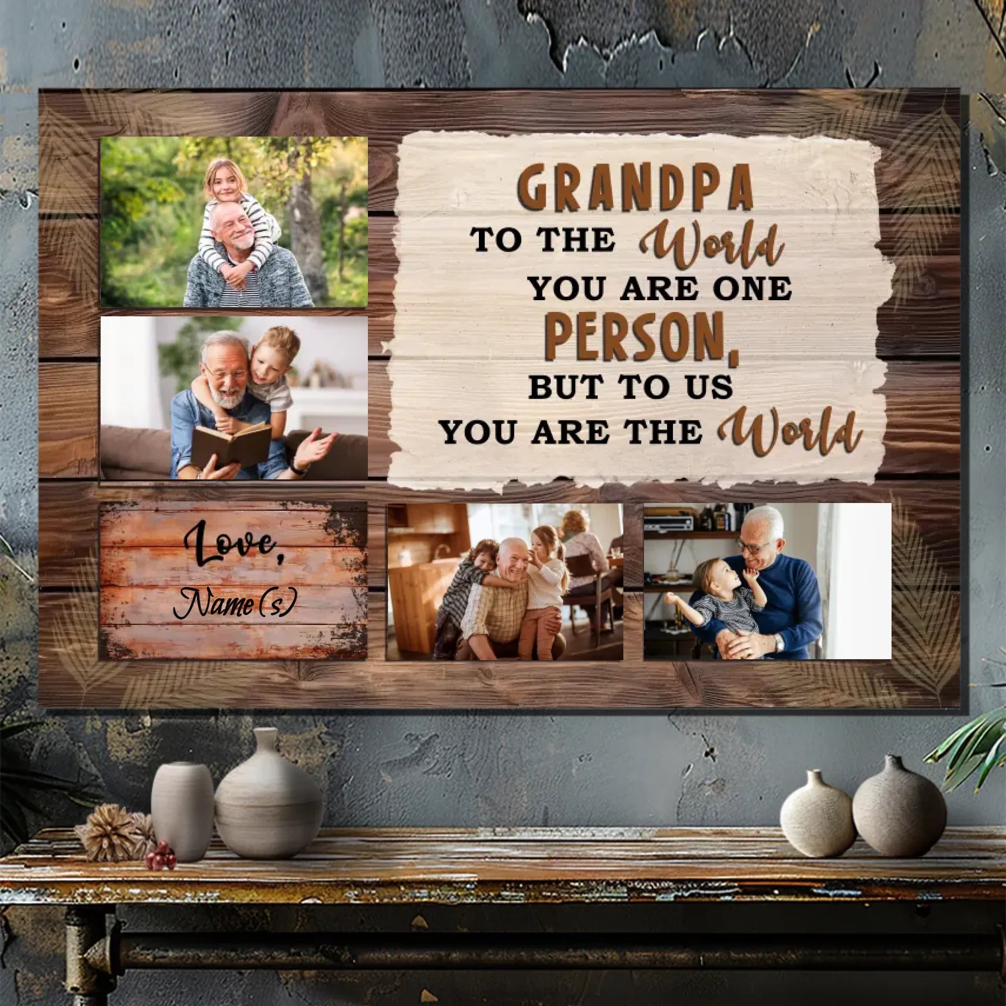 Grandpa: He is our whole world - Quality personal Canvas Painting at 89Prints