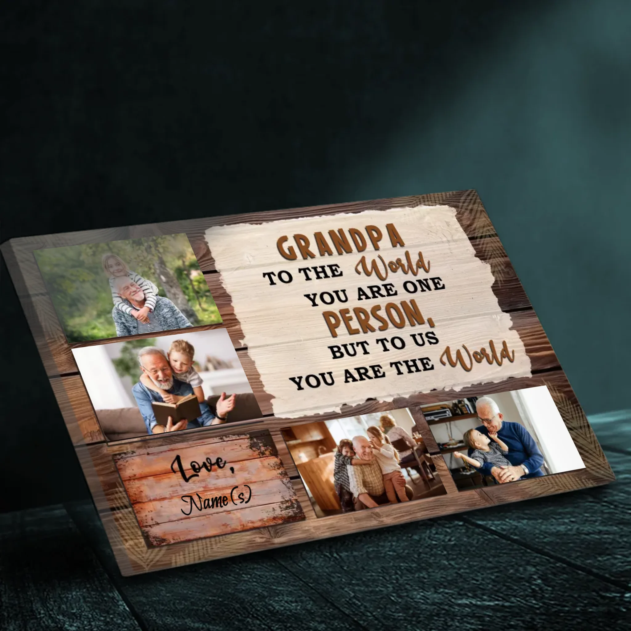 Grandpa: He is our whole world - Quality personal Canvas Painting at 89Prints