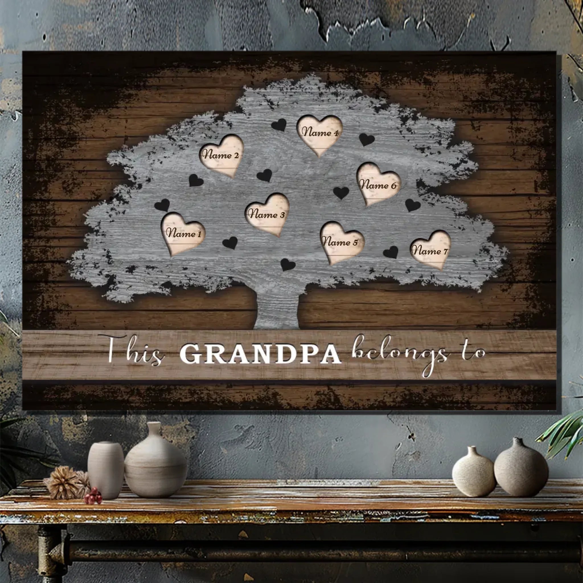 Personalized Family Tree Canvas for Grandpa - Add Custom Names | 89Prints