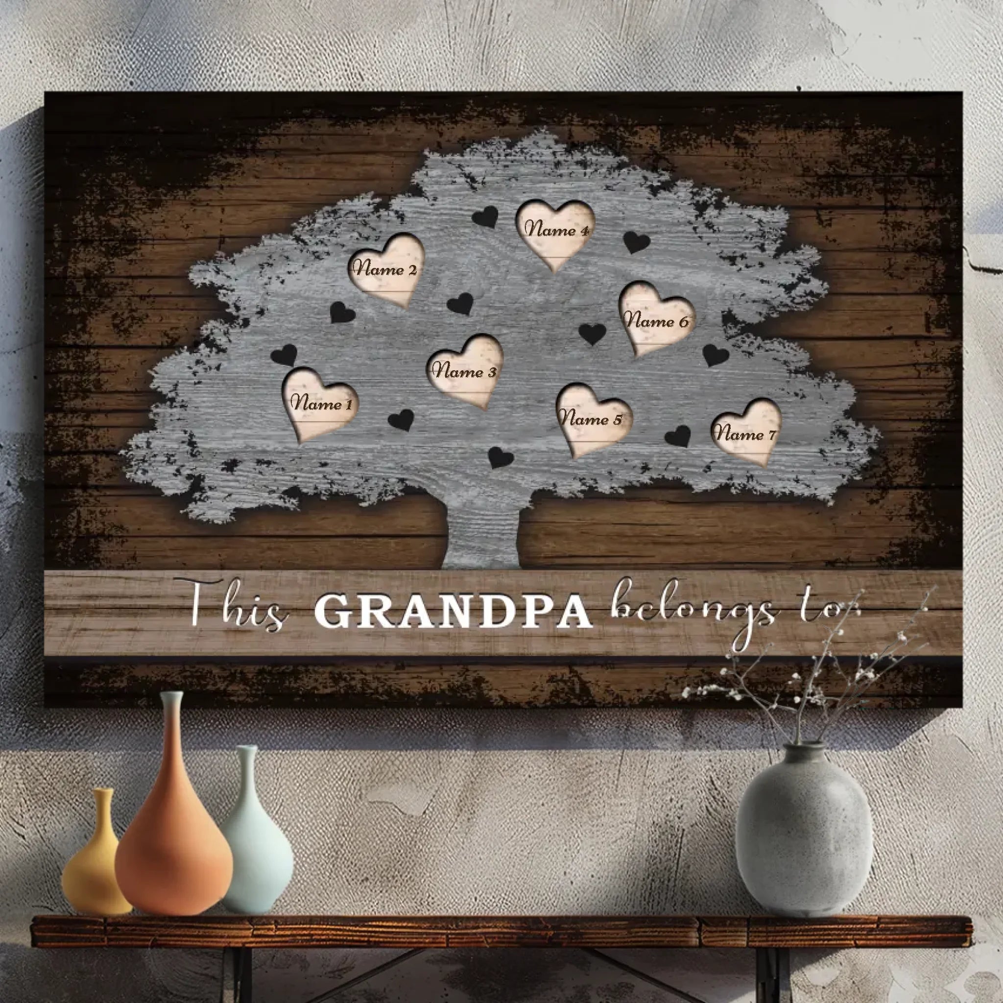 Personalized Family Tree Canvas for Grandpa - Add Custom Names | 89Prints