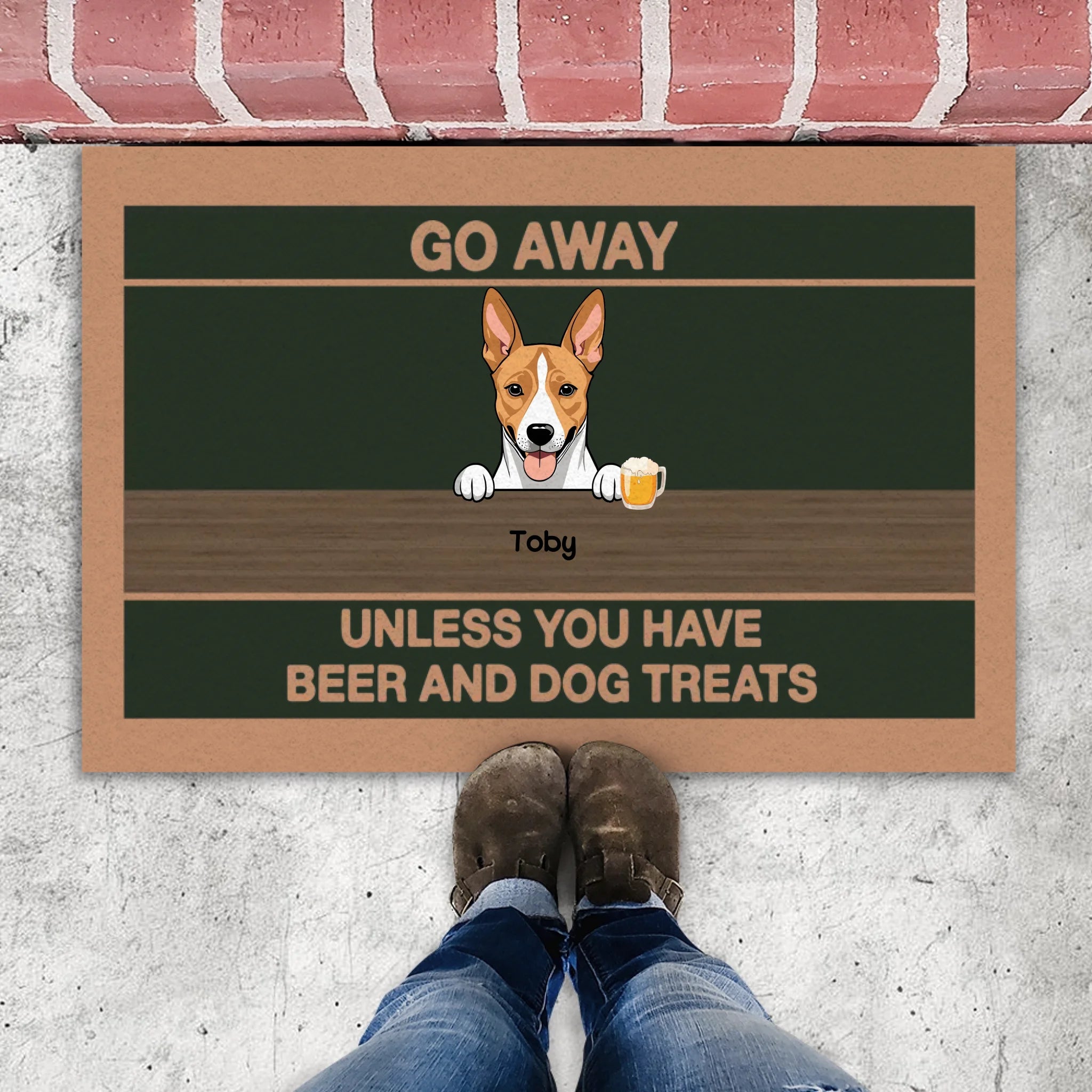 Chic Dog Doormat – Go Away Unless You Have Beer and Dog Treats - 89Prints