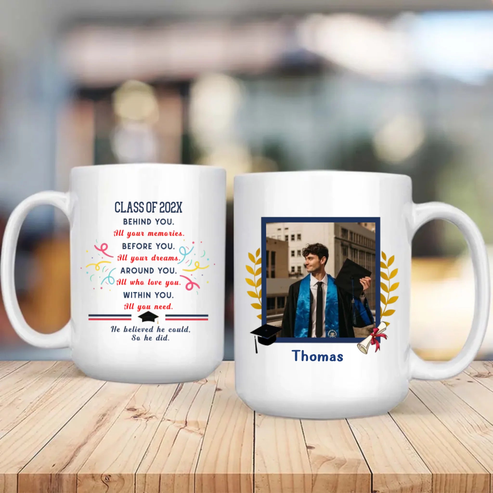 Graduation Gift Mug  – Elegant Personalized Gift with Heartfelt Wishes for Success – 89Prints