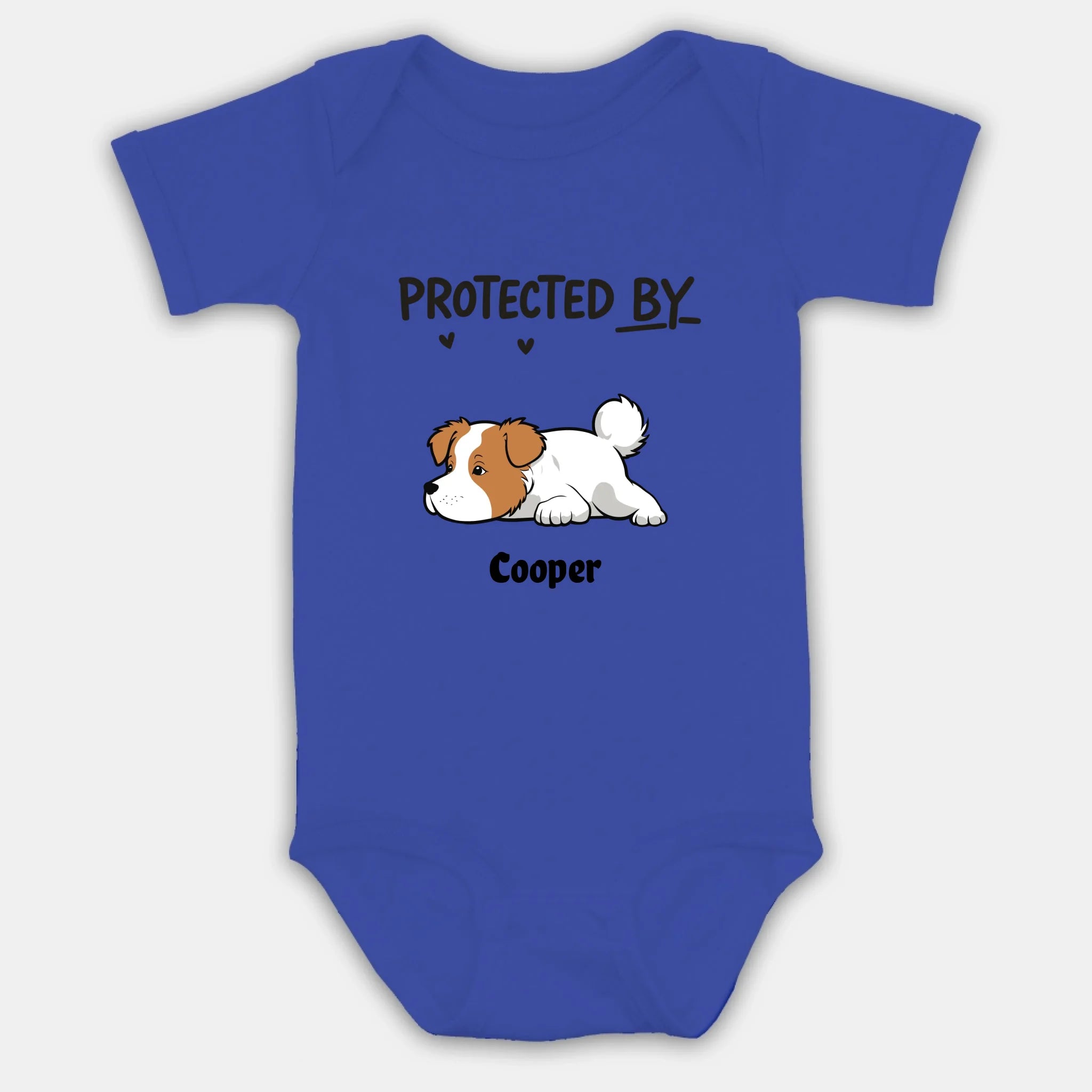 Protected By My Dog Baby Onesie – Personalized Newborn Outfit with Custom Dog – 89Prints