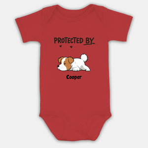 Protected By My Dog Baby Onesie – Personalized Newborn Outfit with Custom Dog – 89Prints