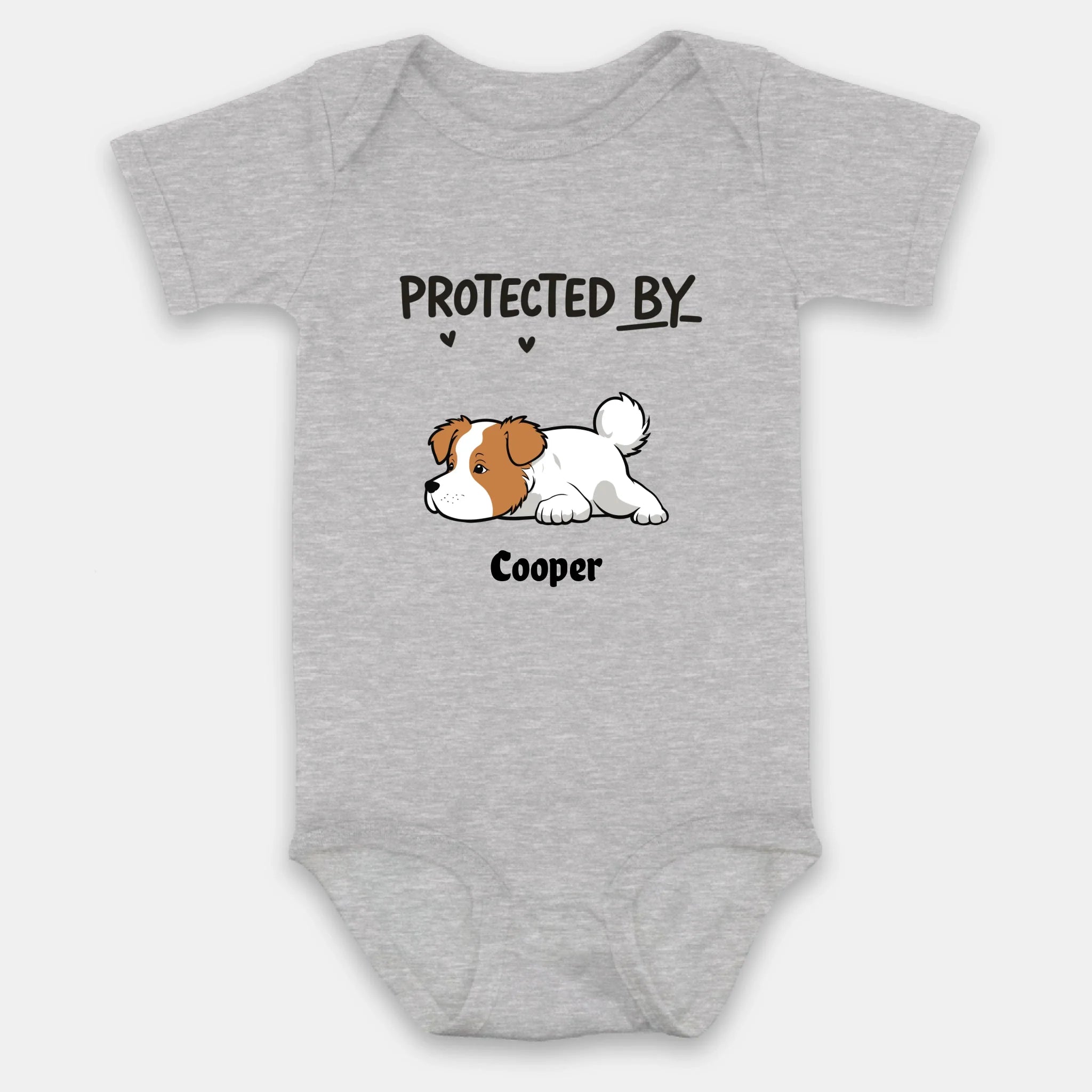 Protected By My Dog Baby Onesie – Personalized Newborn Outfit with Custom Dog – 89Prints